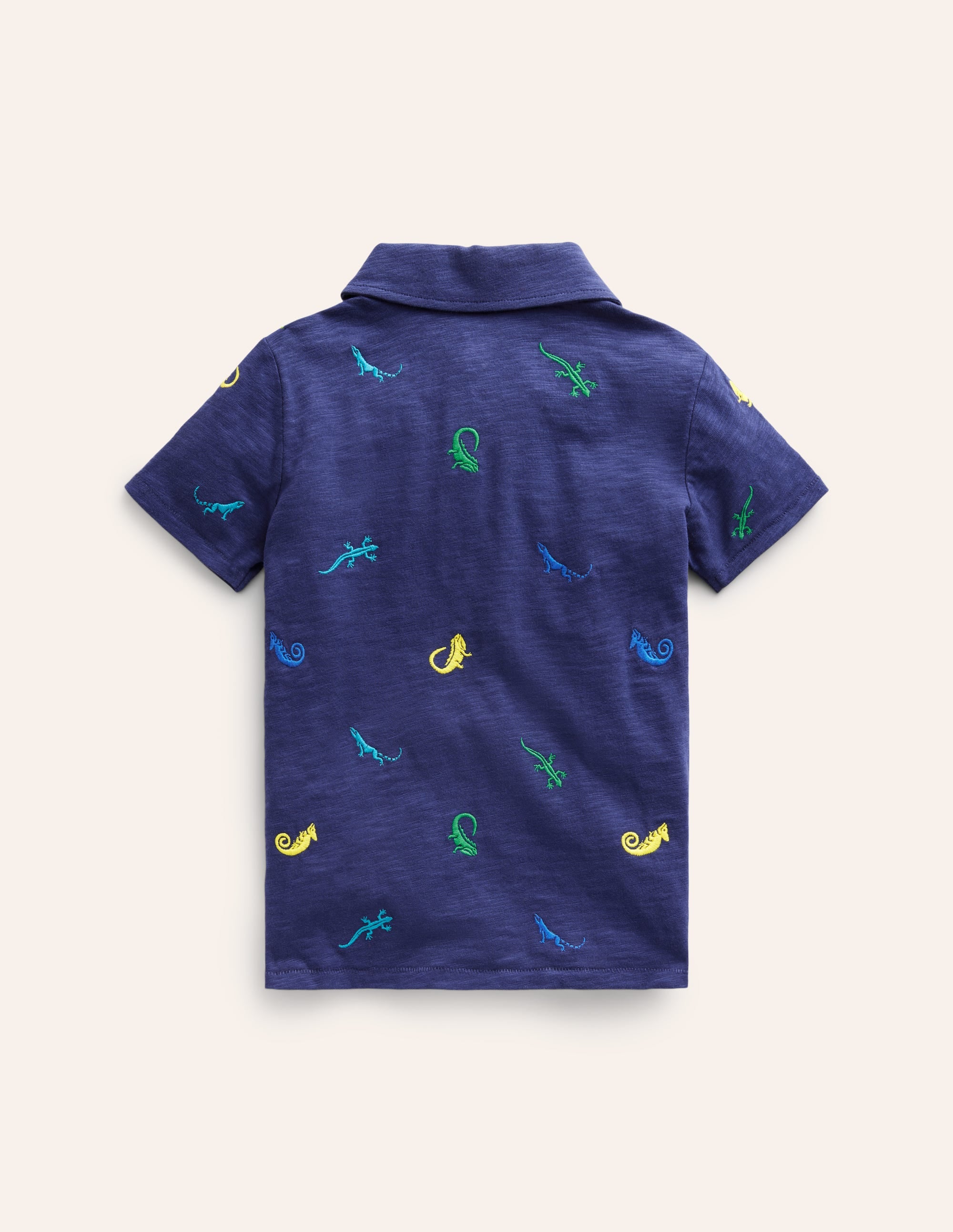 Embroidered Slub Polo Shirt-College Navy Lizards - Image 2