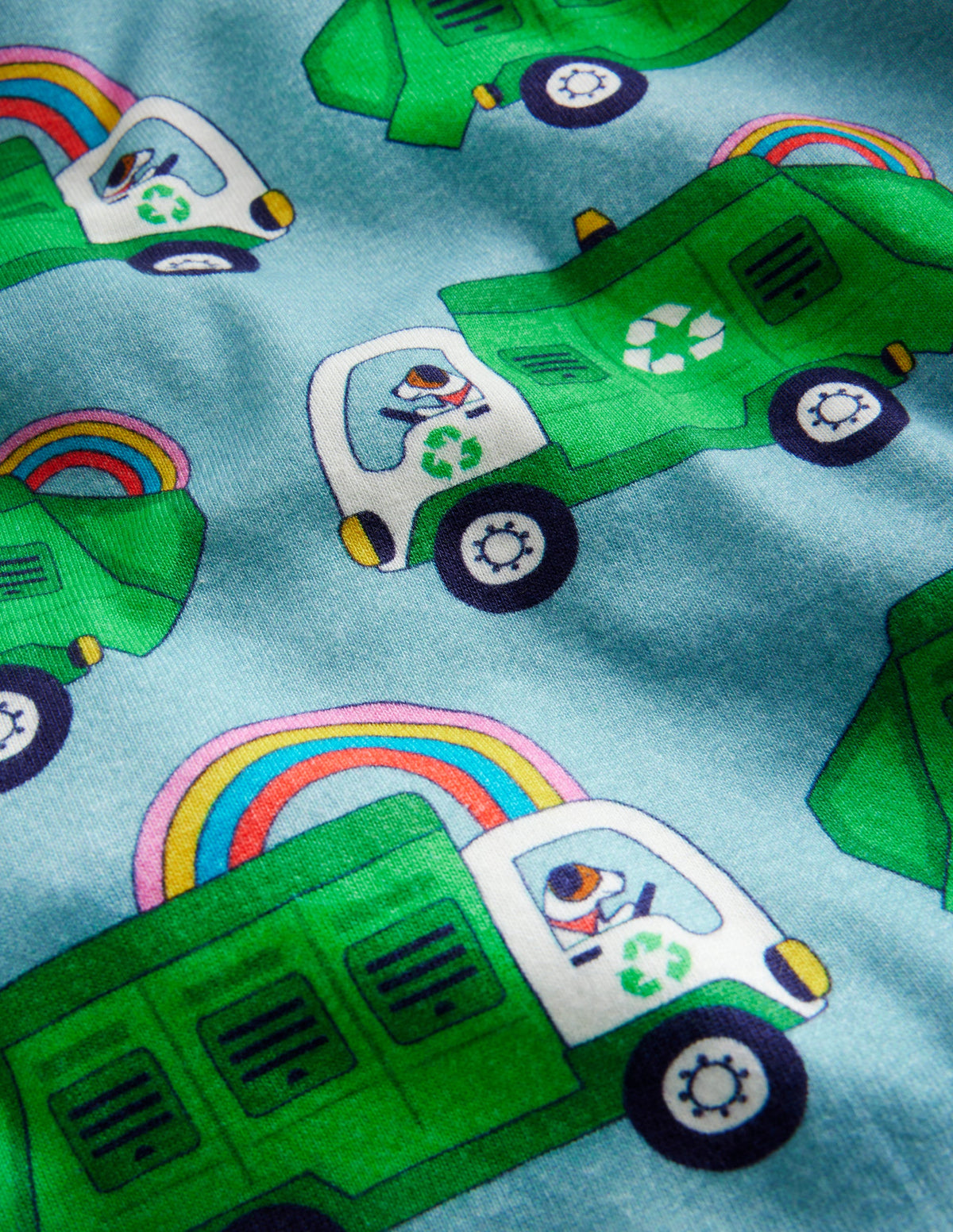 Snug Short John Pajamas-Green Recycling Trucks - Image 3