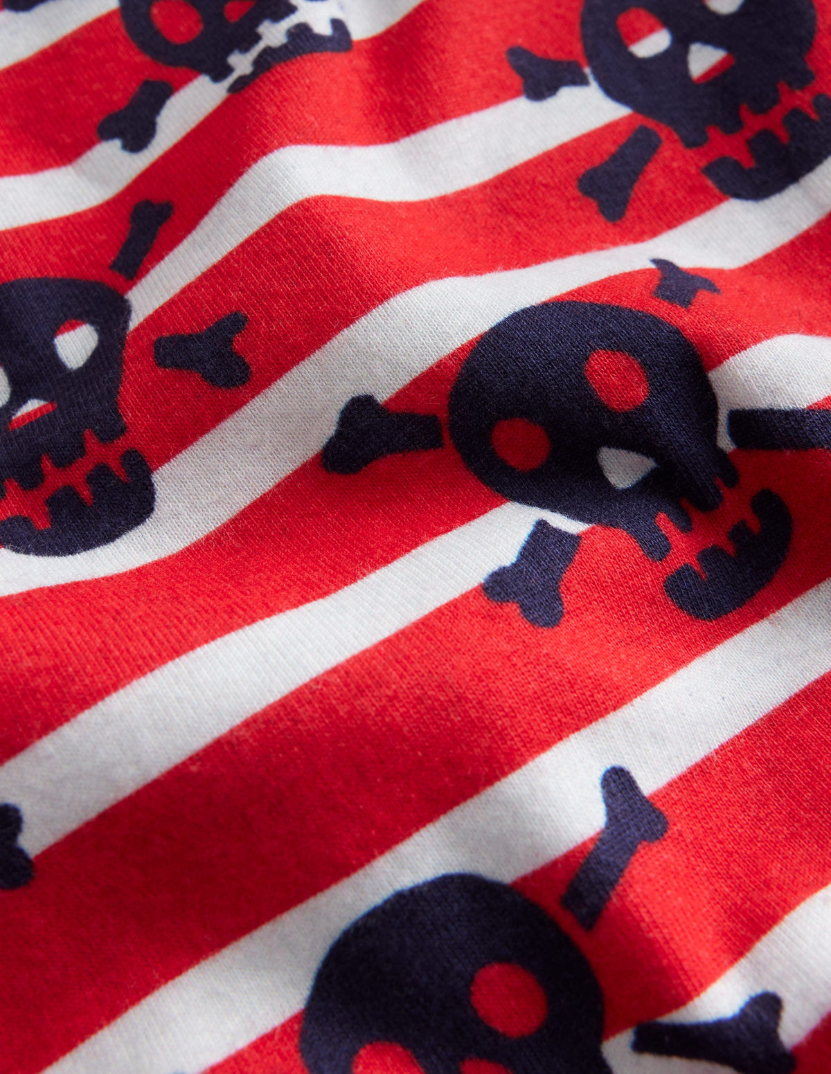 Snug Short John Pajamas-Salsa Red Skull Stripe - Image 3