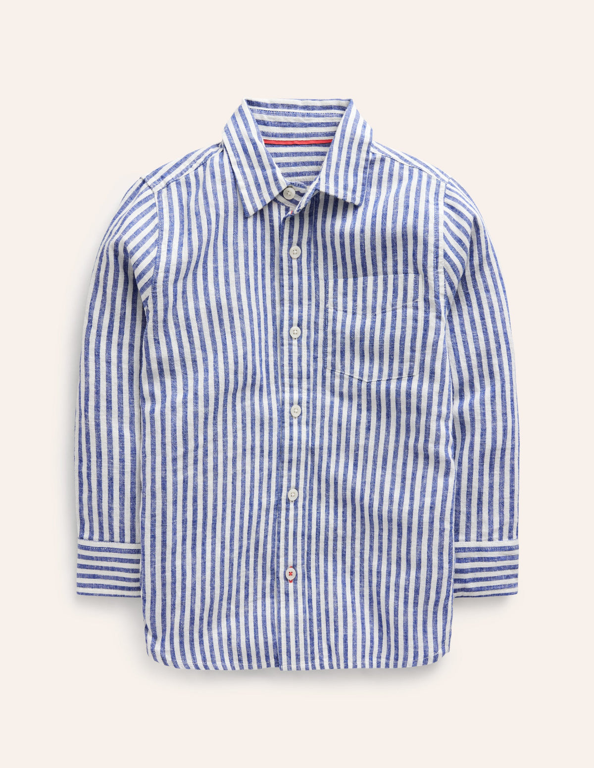 Linen Shirt-College Navy / Ivory Stripe-1