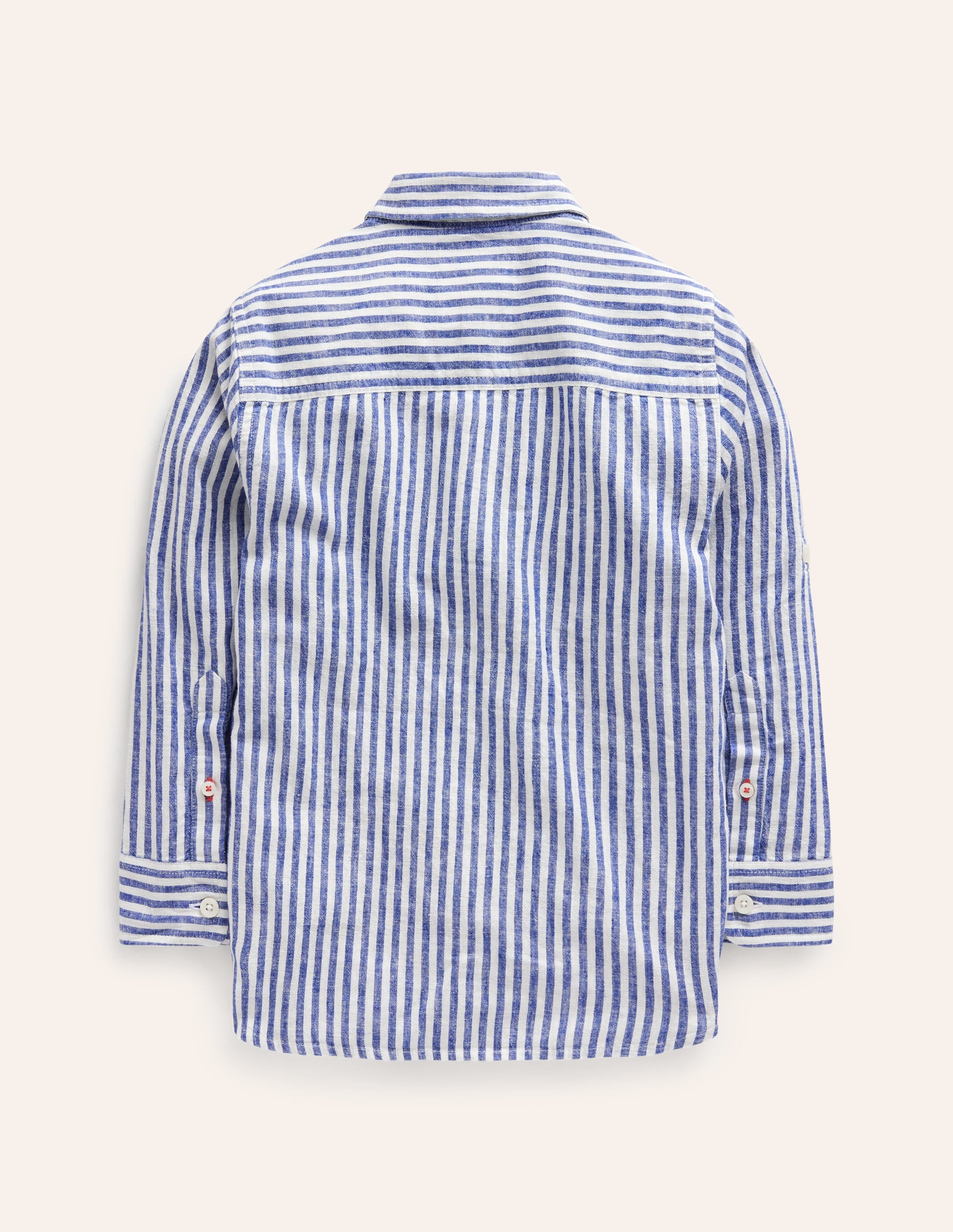 Linen Shirt-College Navy / Ivory Stripe - Image 2
