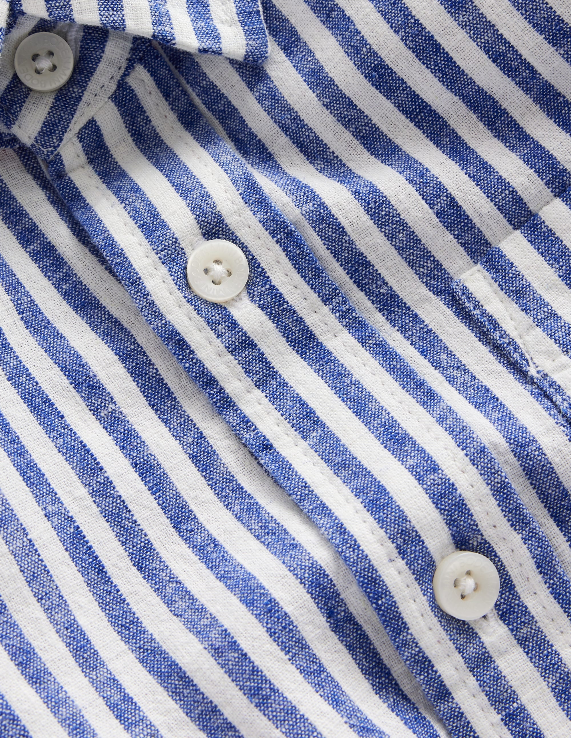 Linen Shirt-College Navy / Ivory Stripe - Image 3