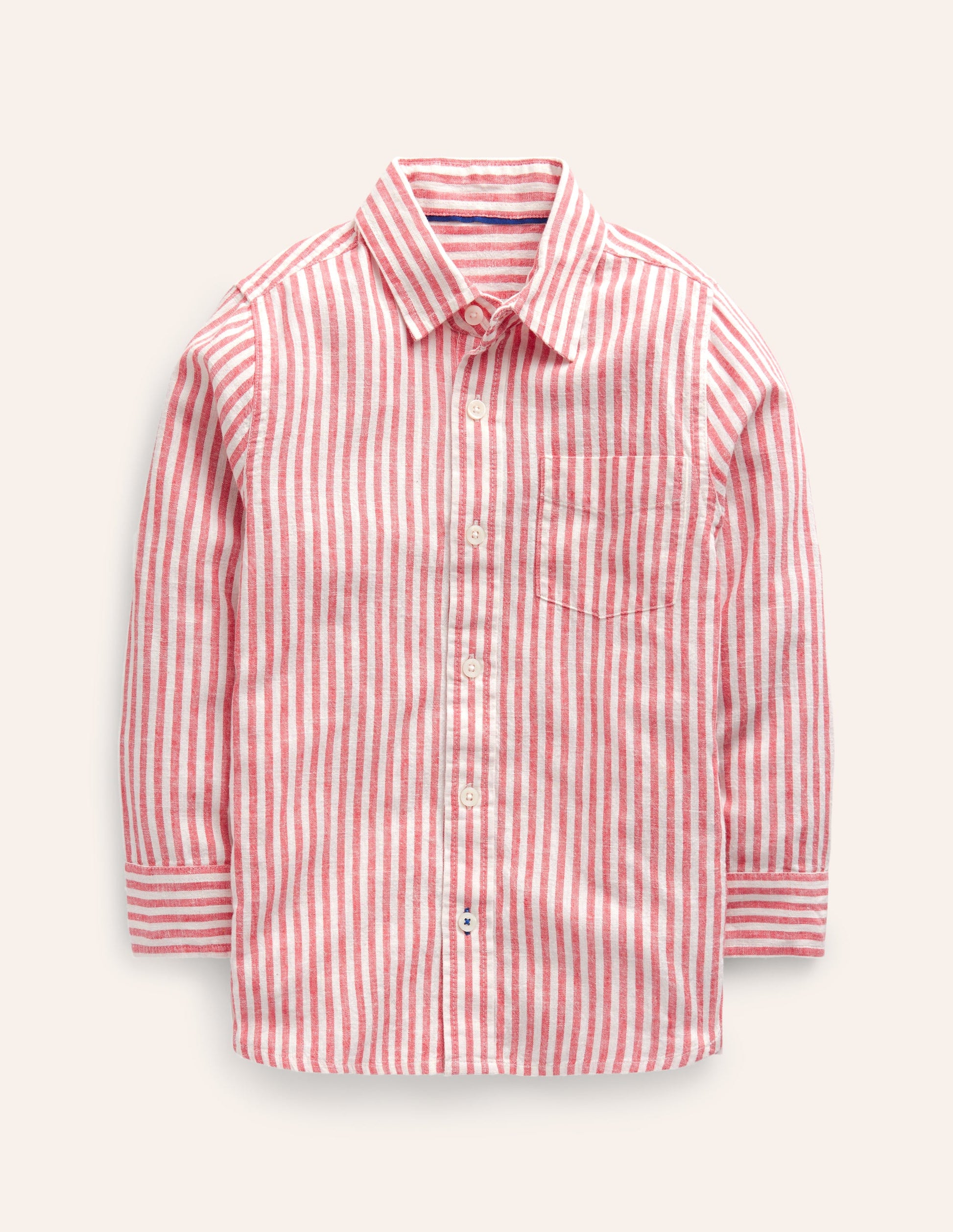 Linen Shirt-Jam Red / Ivory Stripe-1