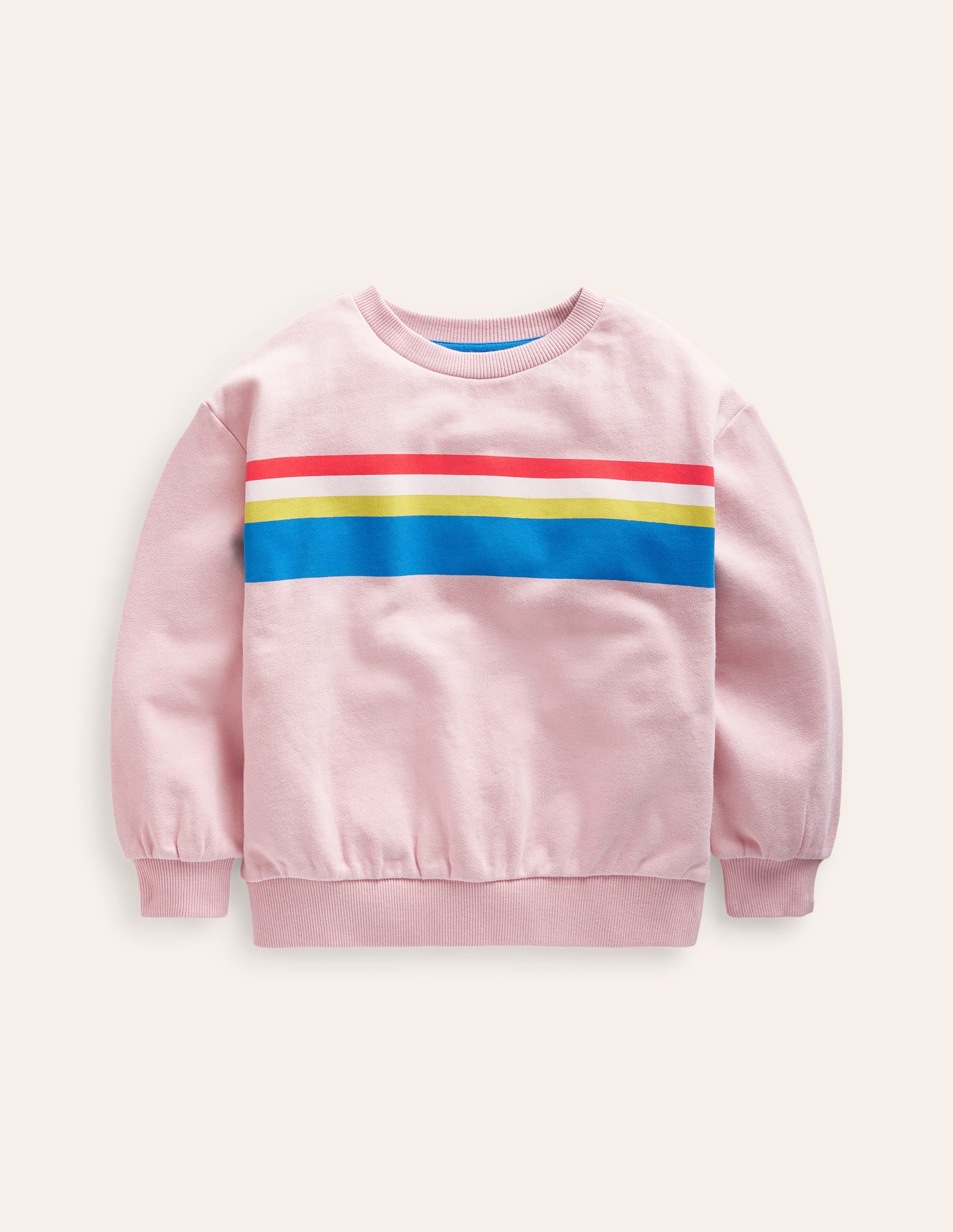 Printed Stripe Sweatshirt-Ballet Pink Multi Chest Stripe - Image 1