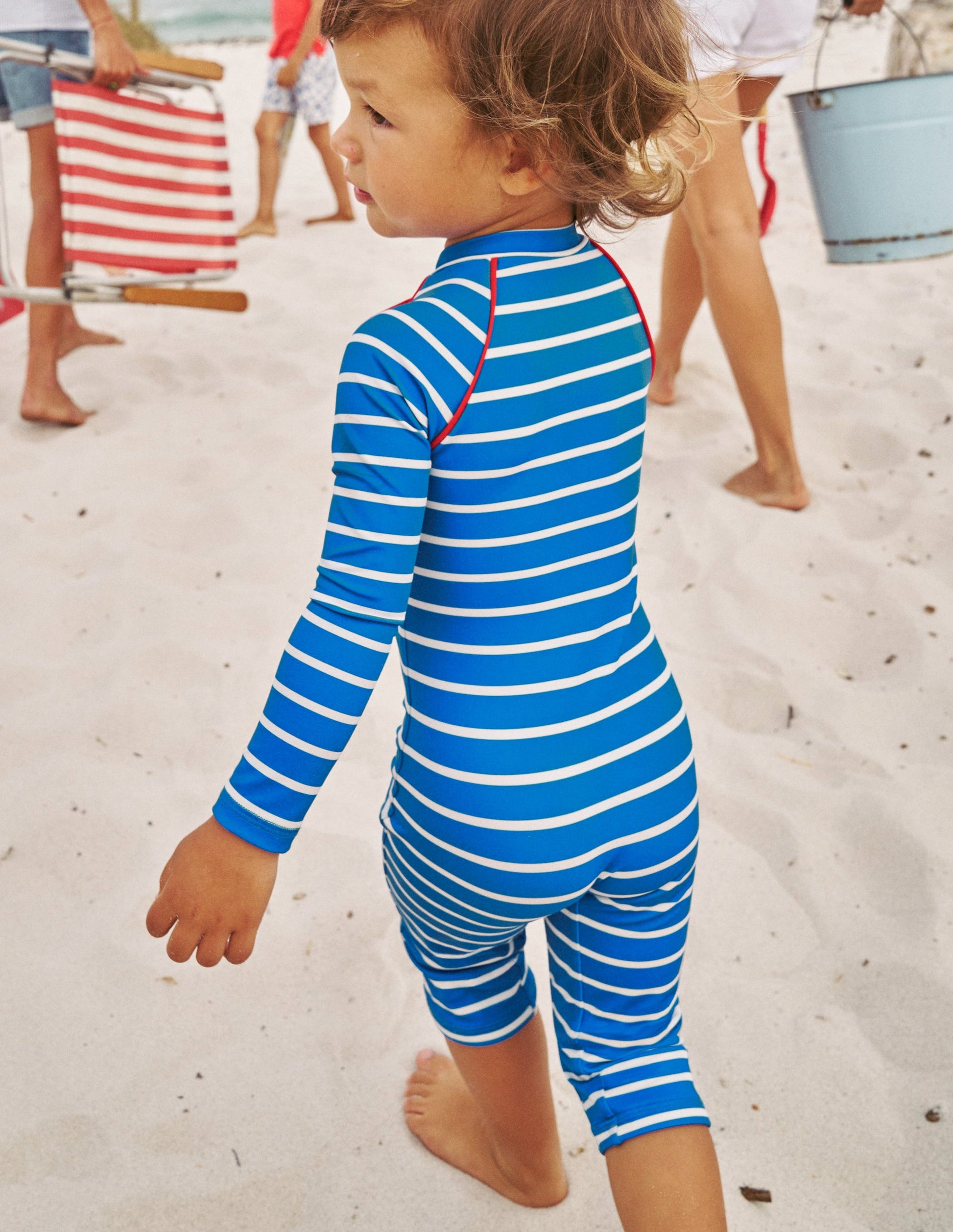 Sun Safe Surf Suit-Greek Blue and Ivory Stripe-5