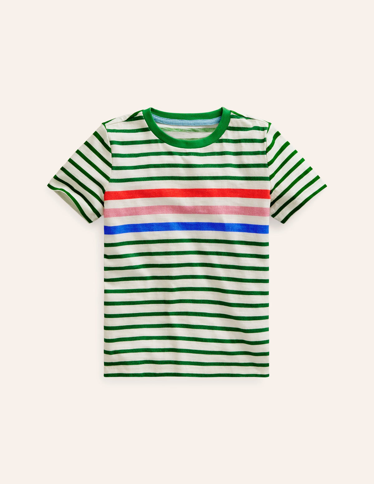 Rainbow Stripe Slub T-shirt-Highland Green Multi Stripe-1
