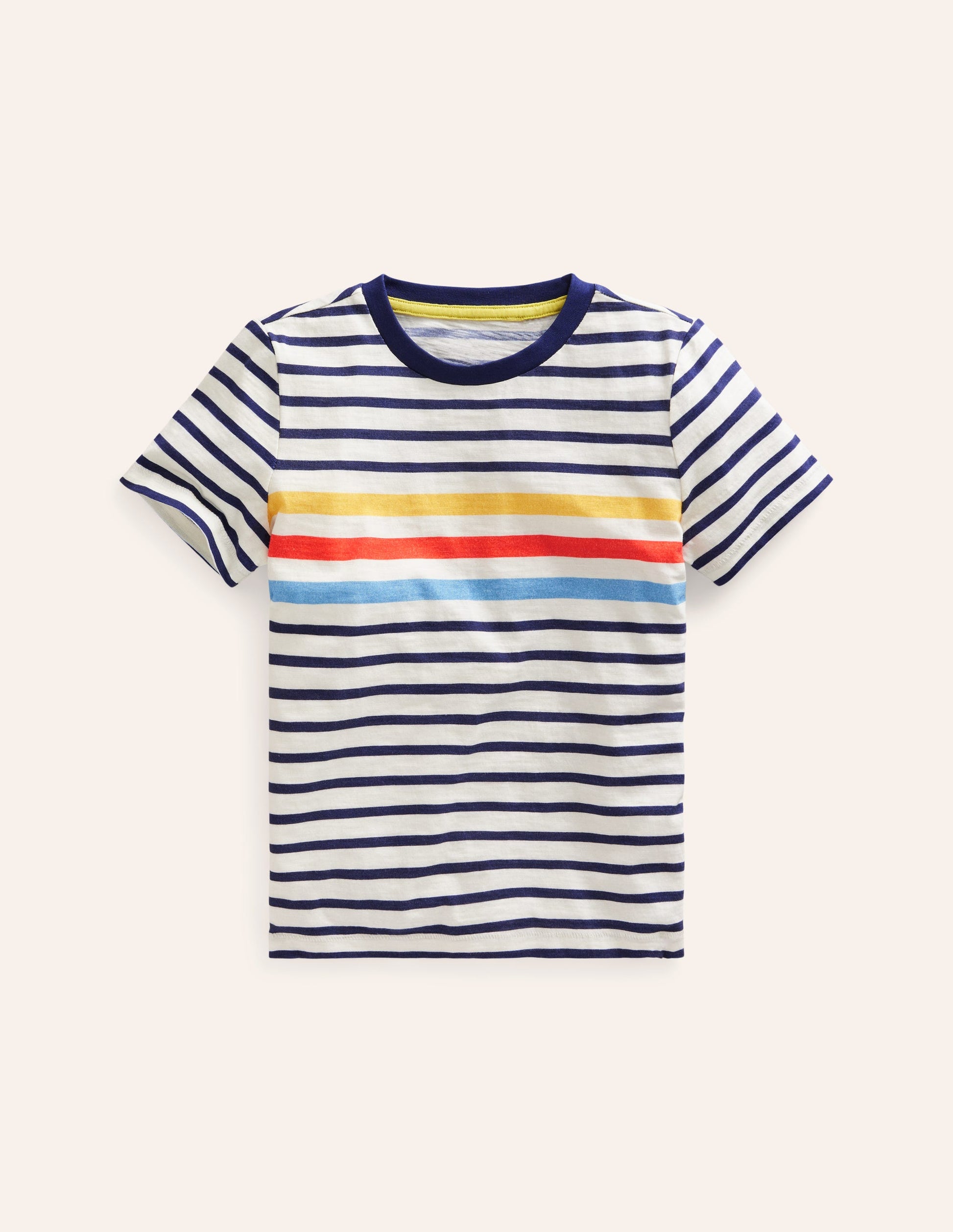 Rainbow Stripe Slub T-shirt-College Navy Multi Stripe-1