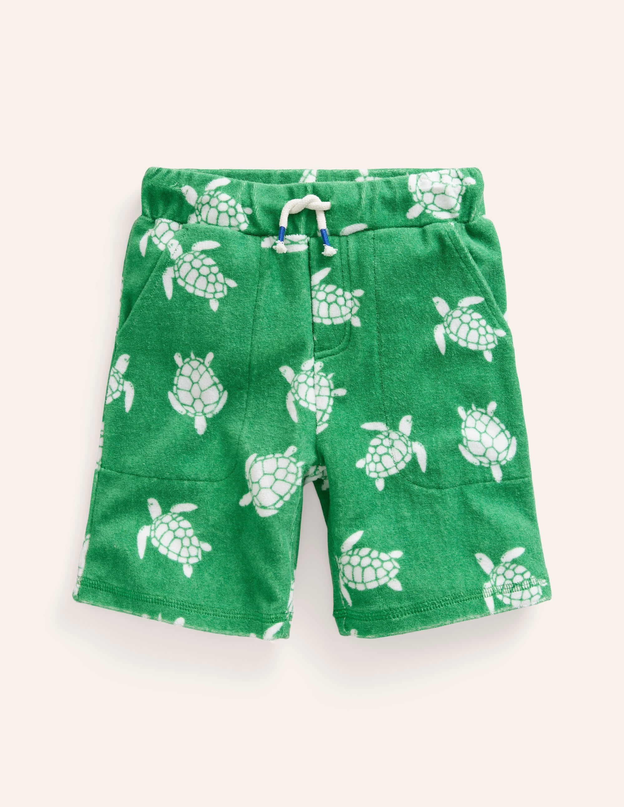 Towelling Sweat Shorts-Pea Green Turtles - Image 1