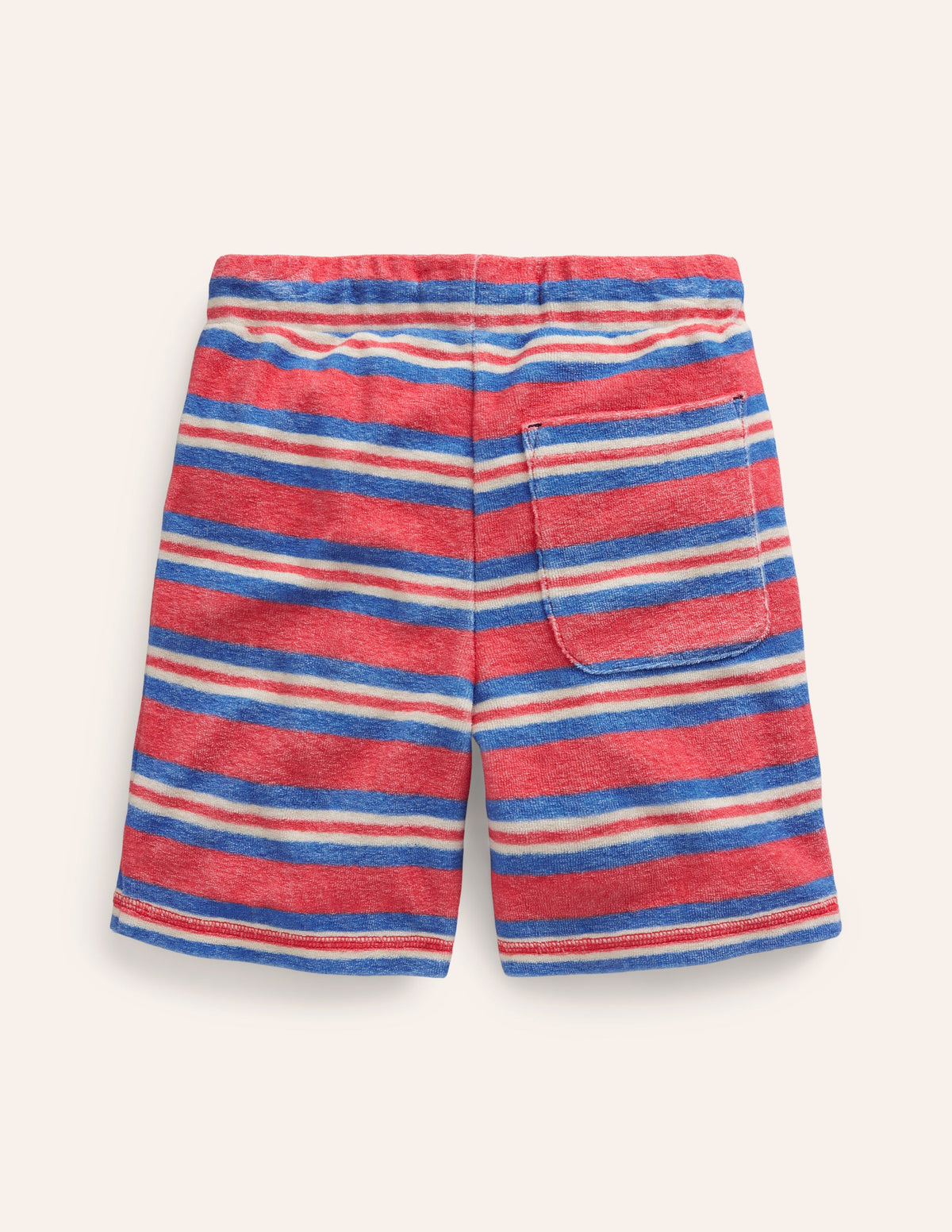 Towelling Sweat Shorts-Jam Red/ Cabana Blue Stripe-2