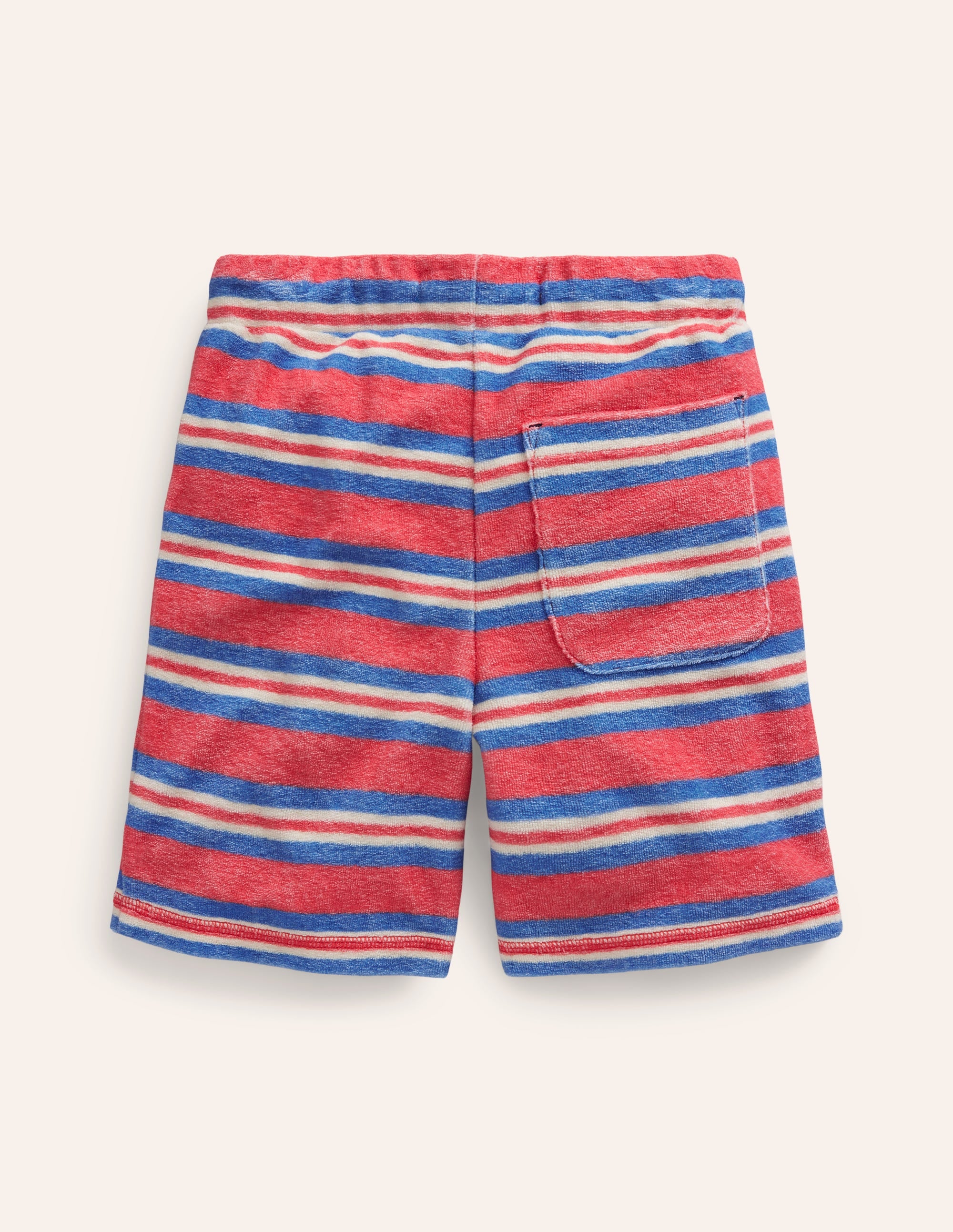 Towelling Sweat Shorts-Jam Red/ Cabana Blue Stripe - Image 2