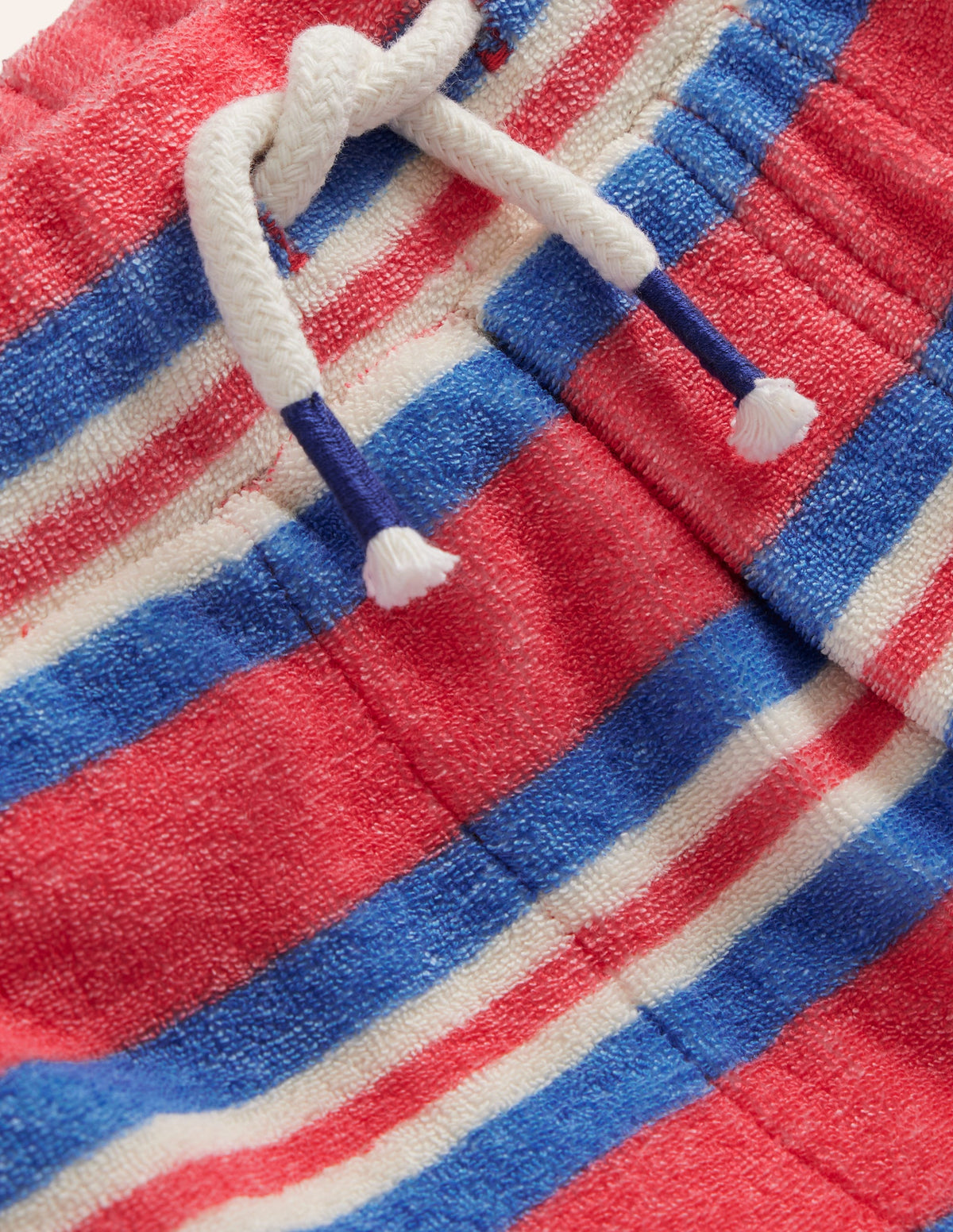 Towelling Sweat Shorts-Jam Red/ Cabana Blue Stripe - Image 3