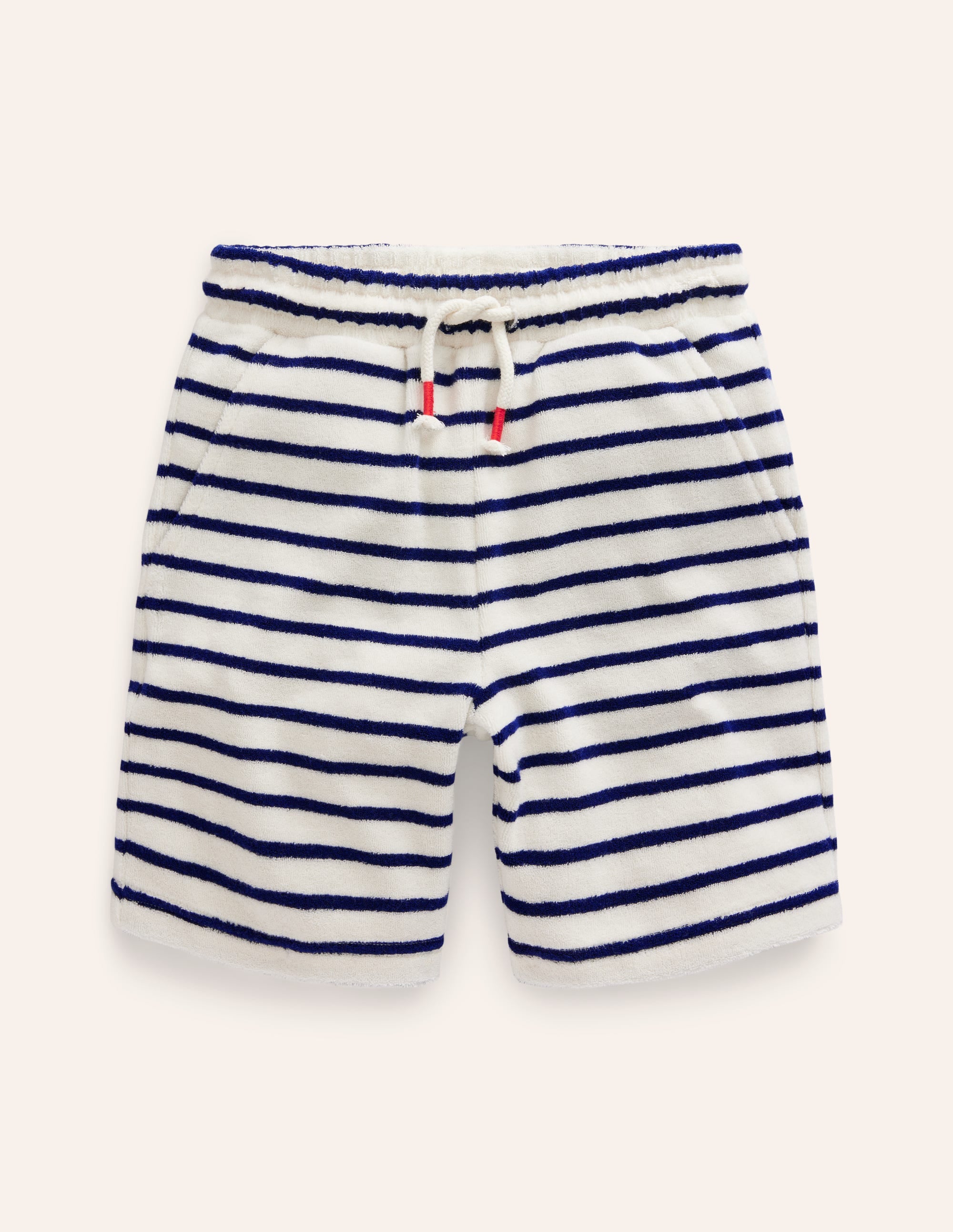 Shark Towelling Shorts-Greek Blue/ Ivory Stripe - Image 1