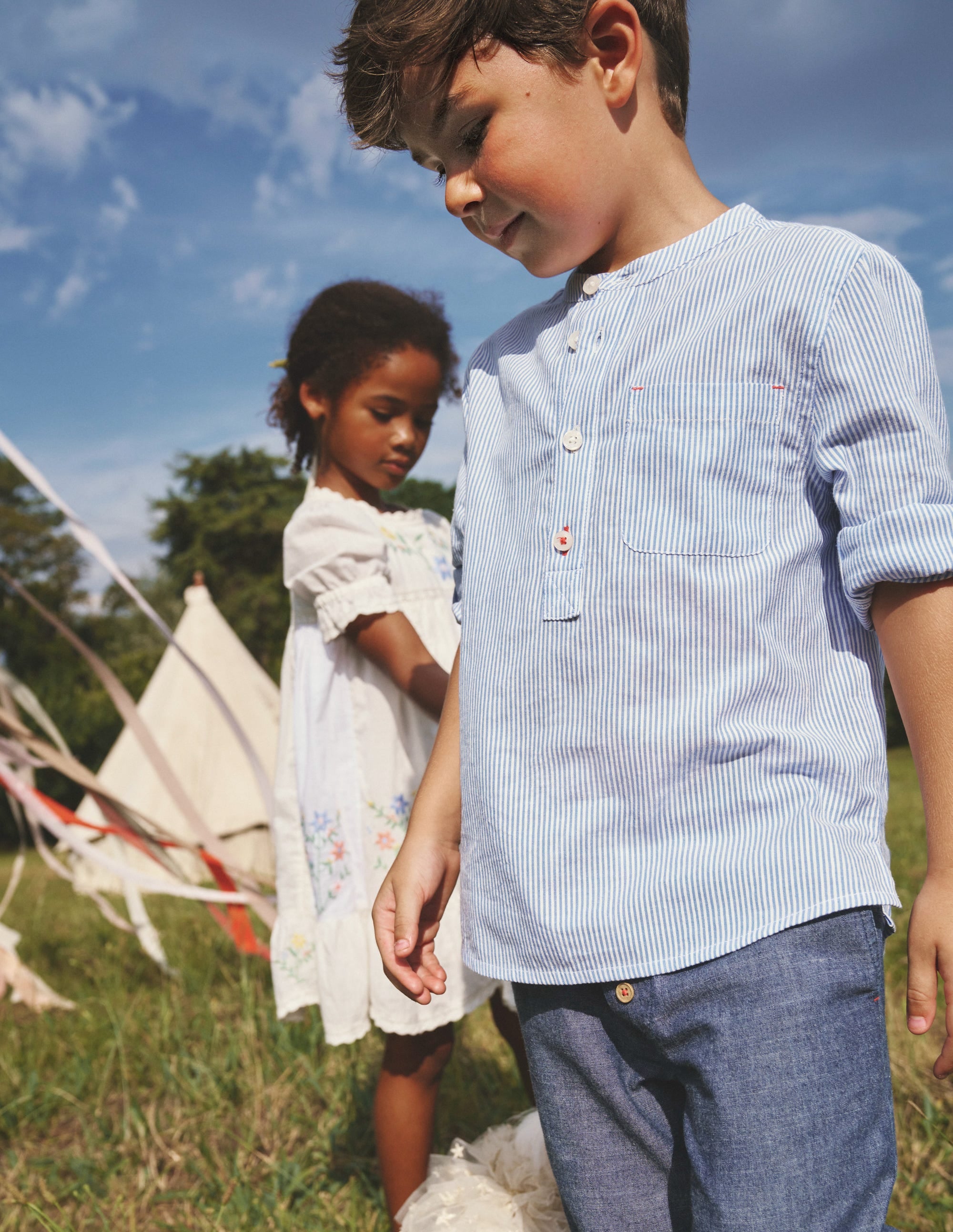 Grandad Shirt-Sapphire Blue Stripe - Image 4