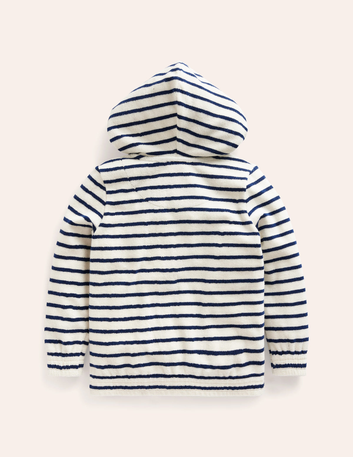 Towelling Zip-Through Hoodie-Ivory/ Greek Blue Stripe Shark - Image 2