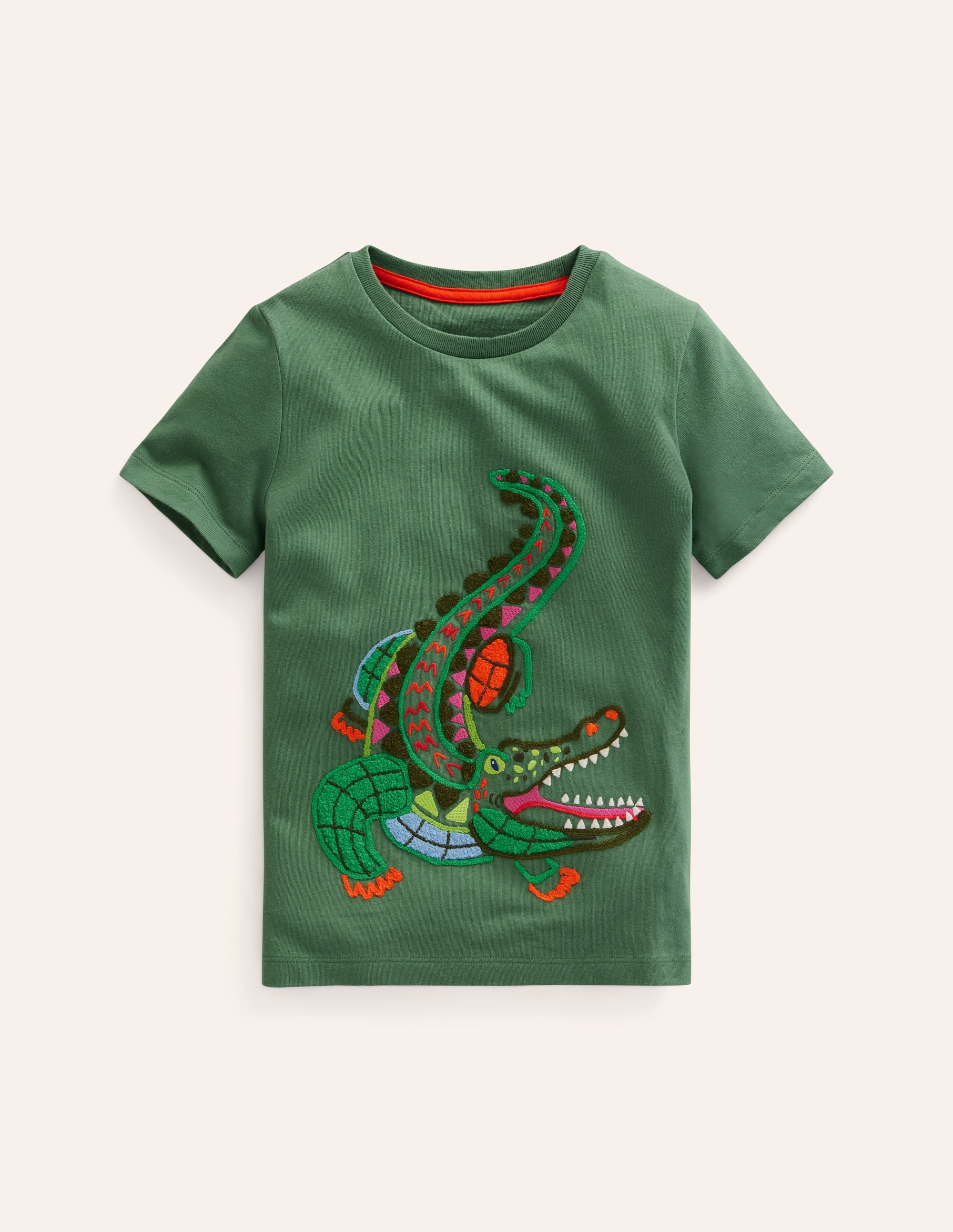 Boucle Detail Animal T-shirt-Rosemary Green Crocodile - Image 1