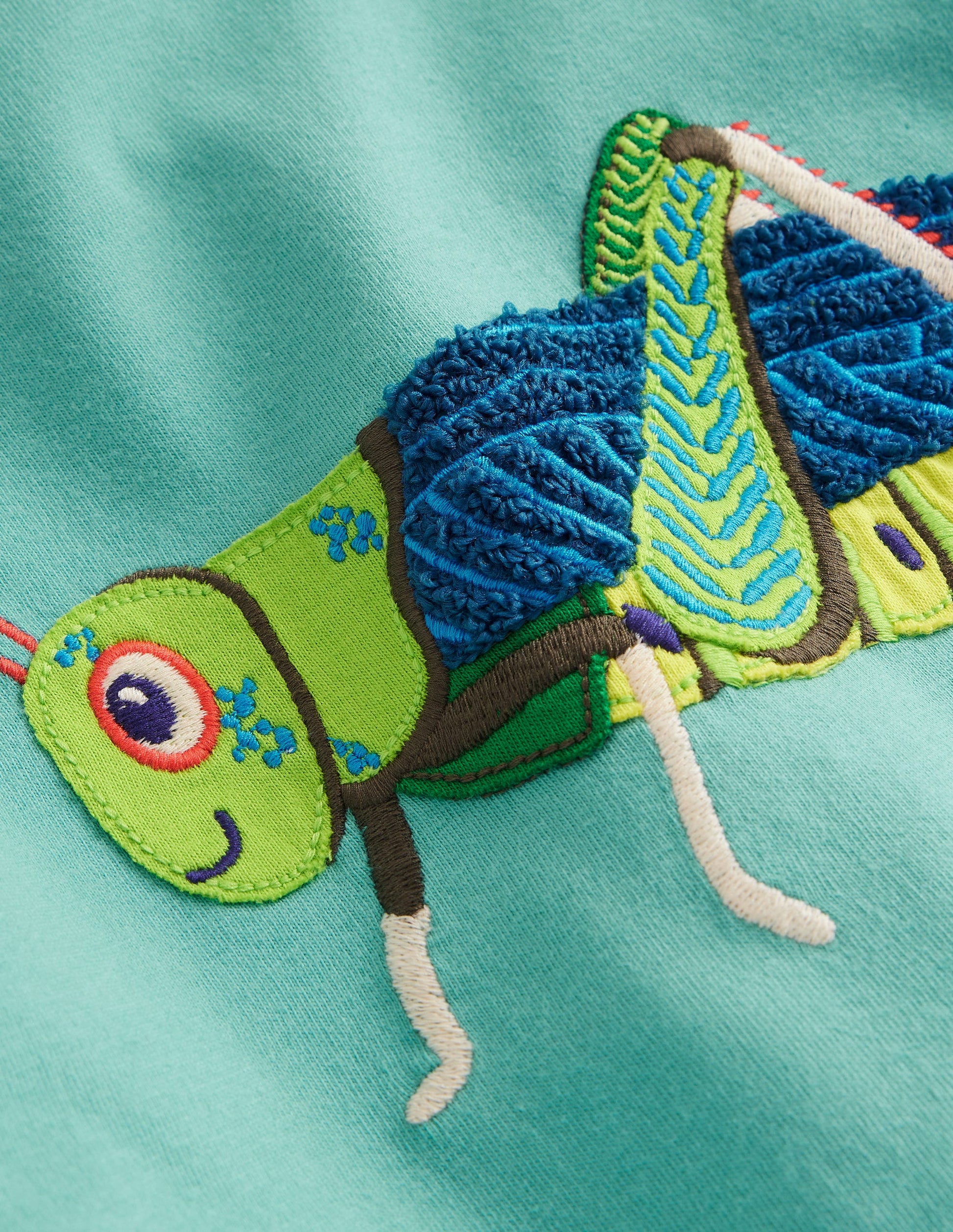 Short Sleeve Applique T-Shirt-Corsica Blue Grasshopper-3