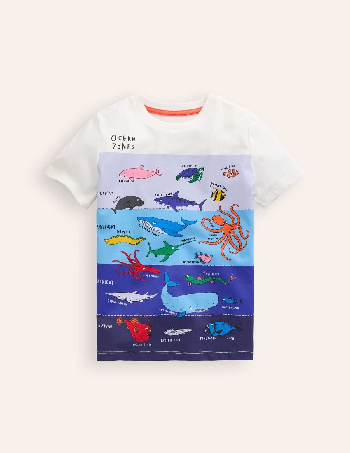 Ocean Zones Printed T-Shirt-Ivory Sea Life - Image 1