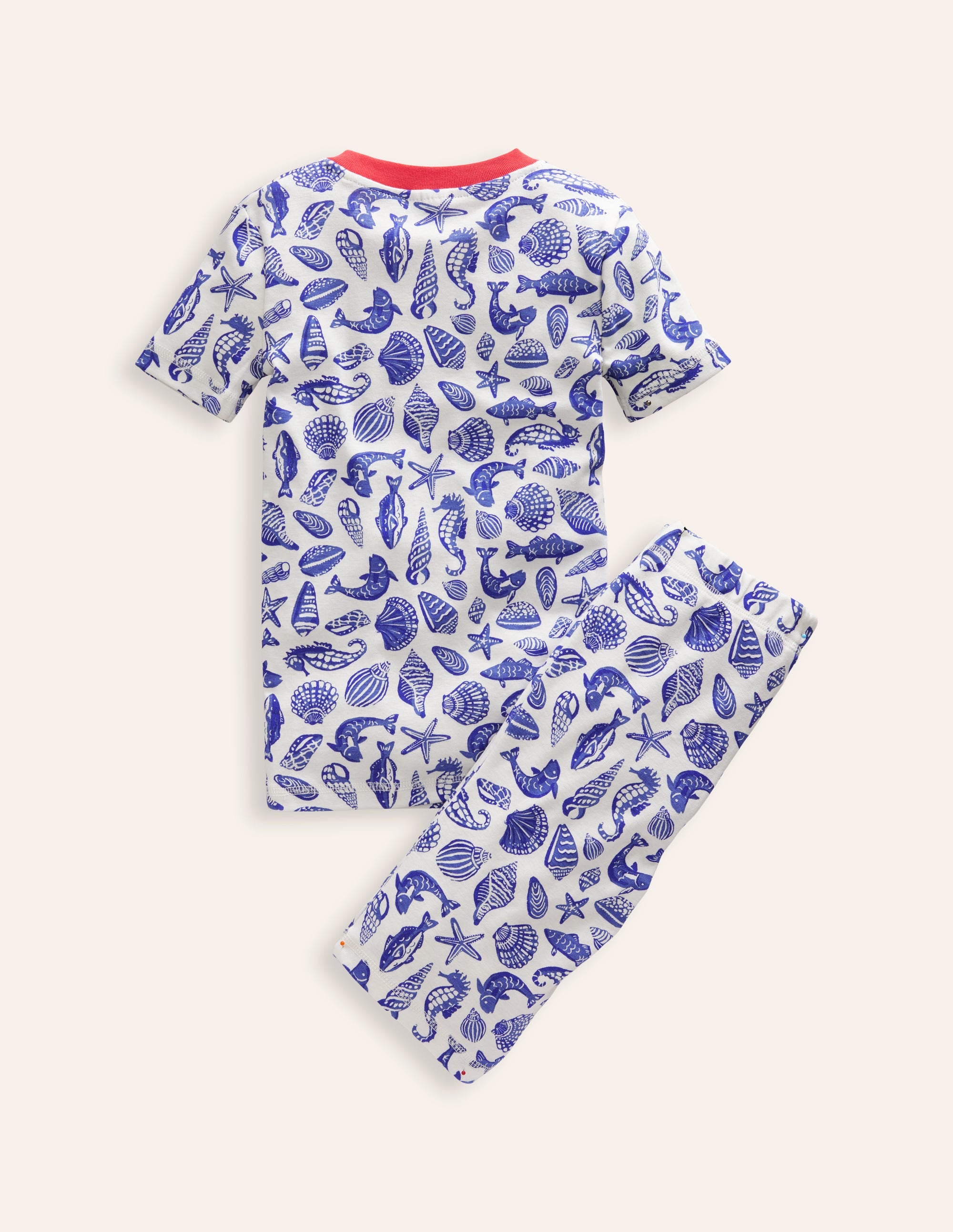 Snug Short John Pajamas-Sapphire Blue Seashore - Image 2