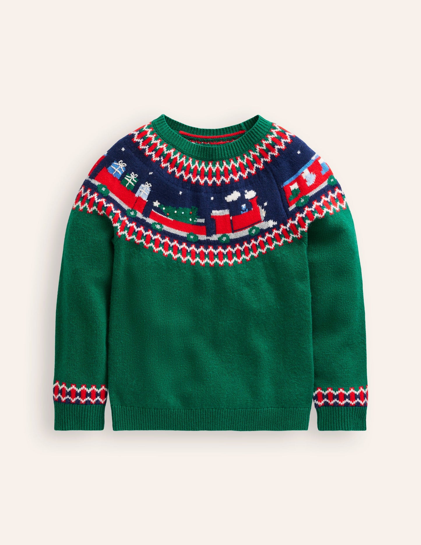 Fair Isle Sweater-Jewel Green Train