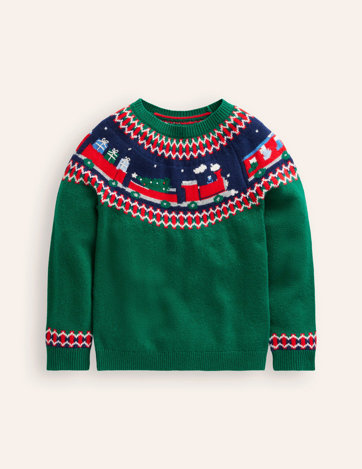 Fair Isle Sweater-Jewel Green Train - Image 3