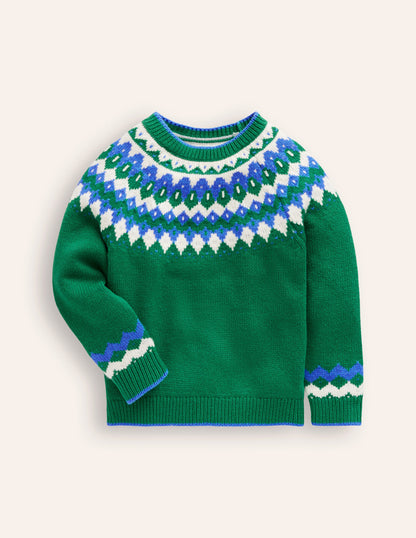 Fair Isle Sweater-Ivy Green