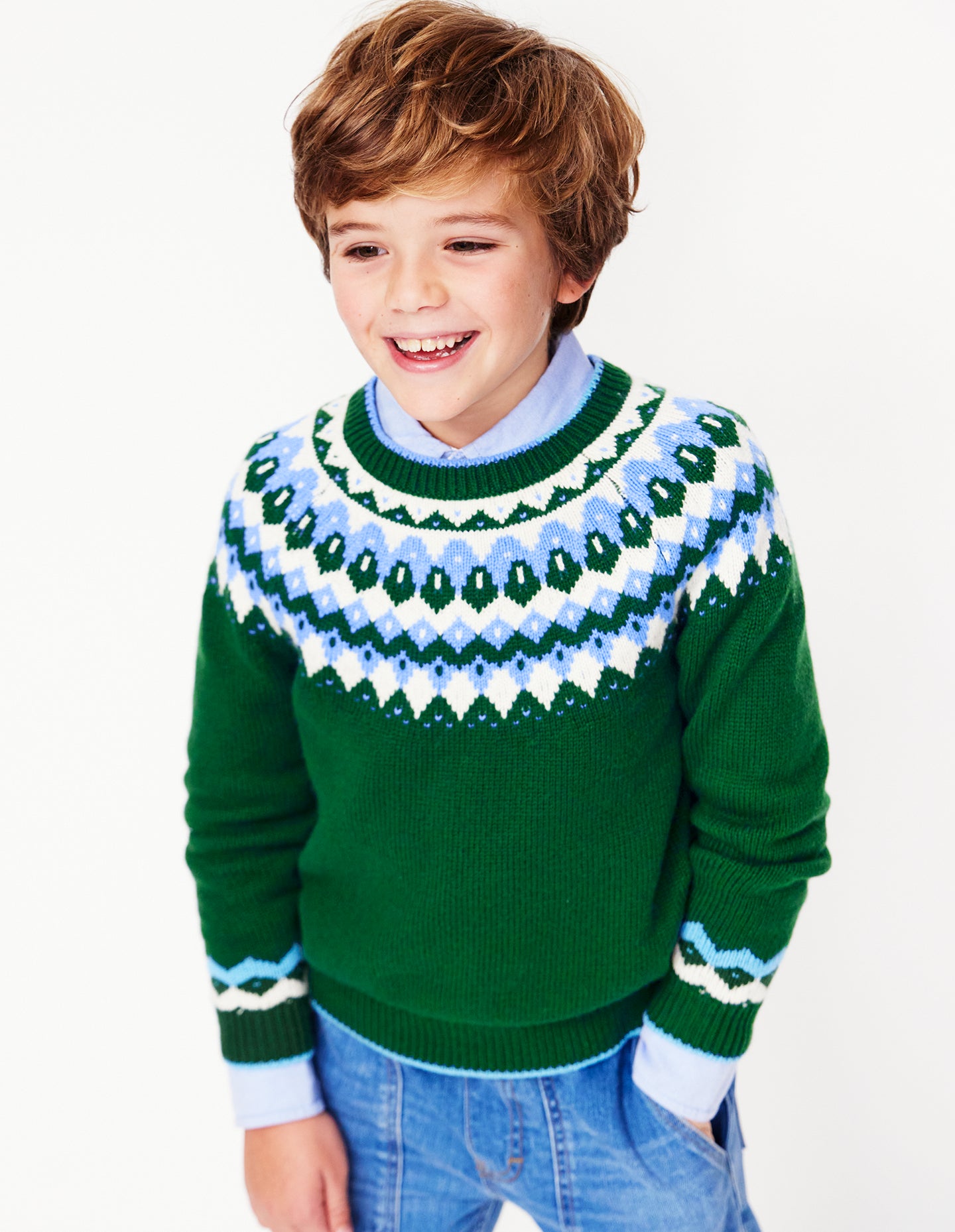 Fair Isle Sweater-Ivy Green