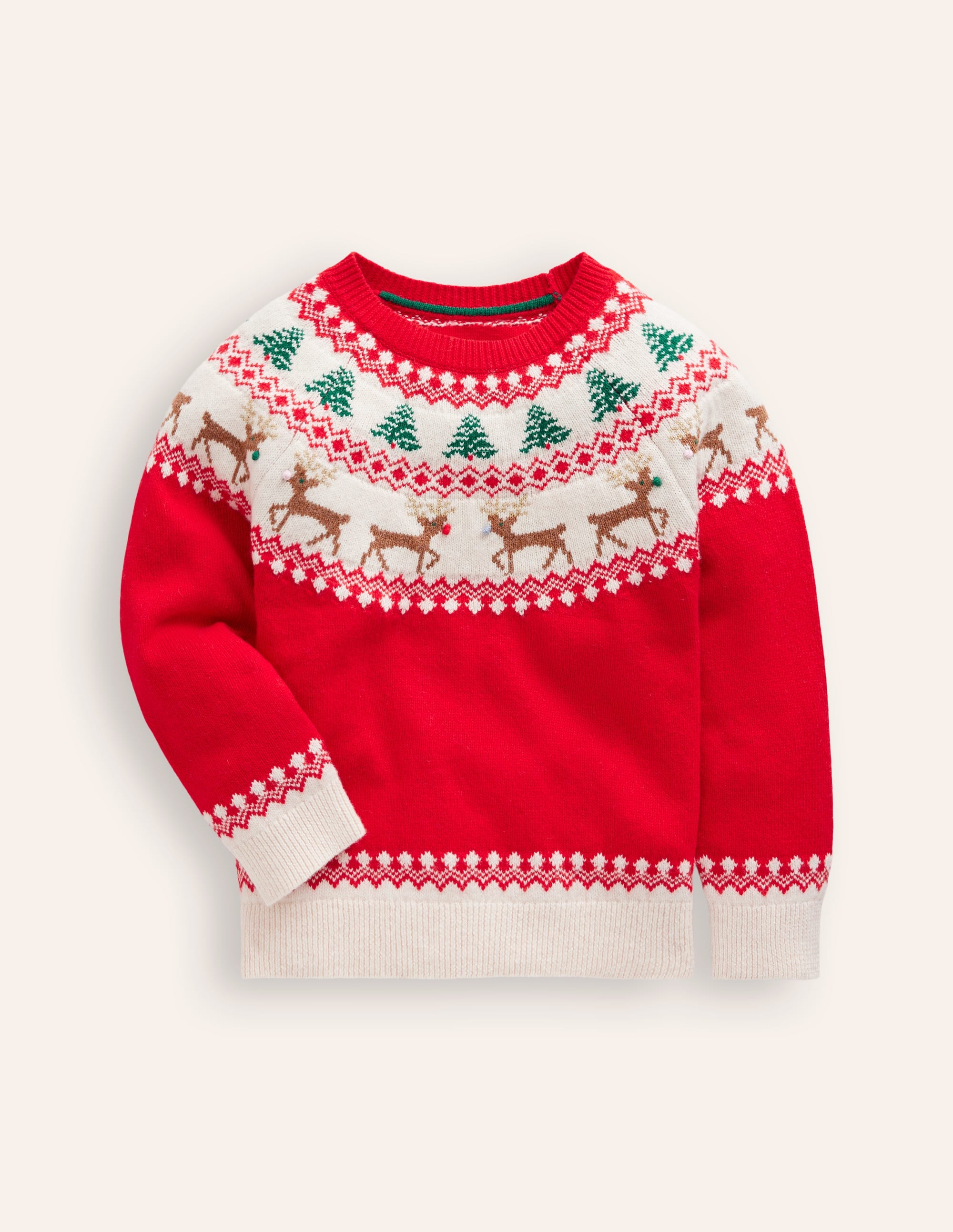 Fair Isle Sweater-Poppy Red Reindeer - Image 1