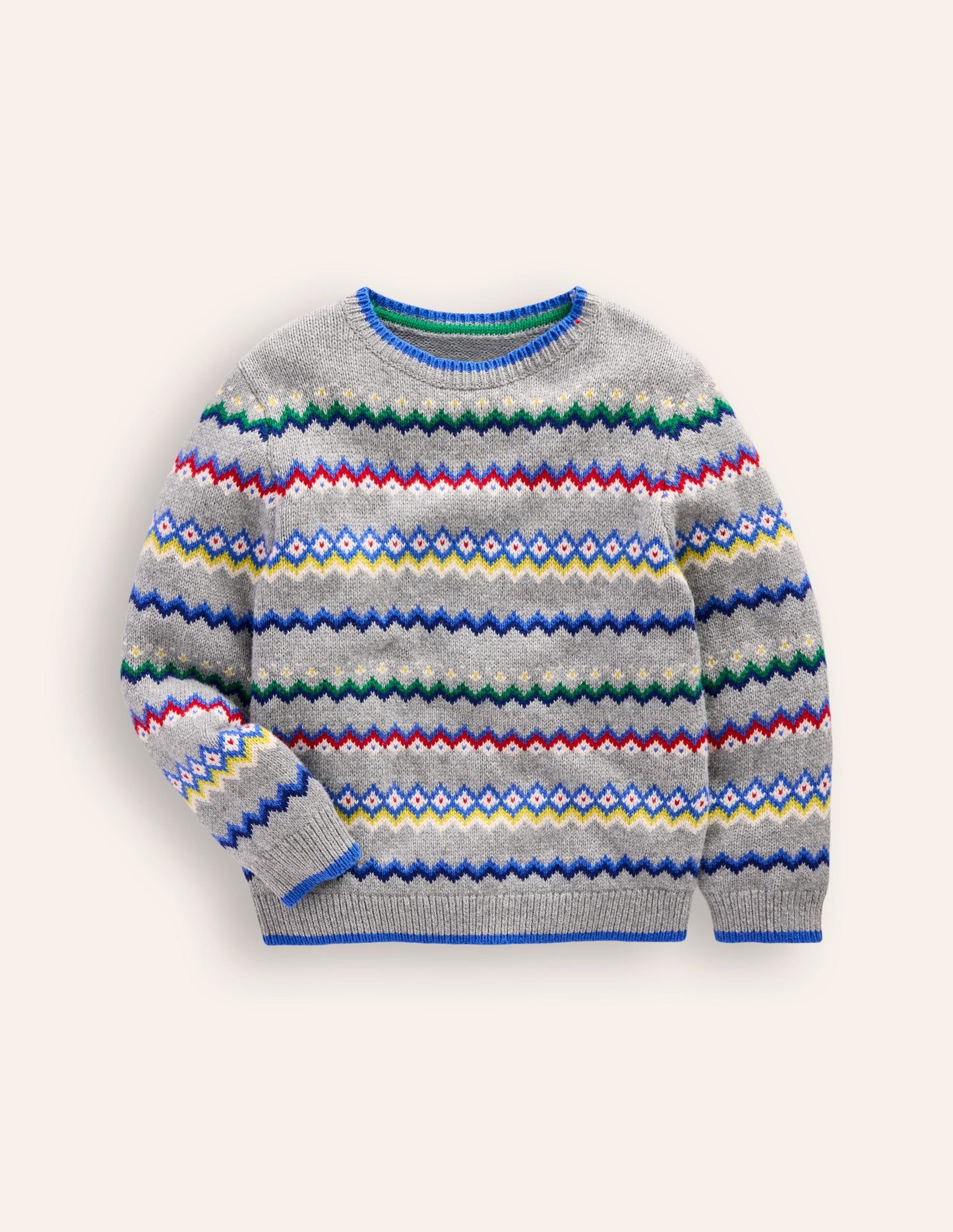 Fair Isle Sweater-Grey Marl