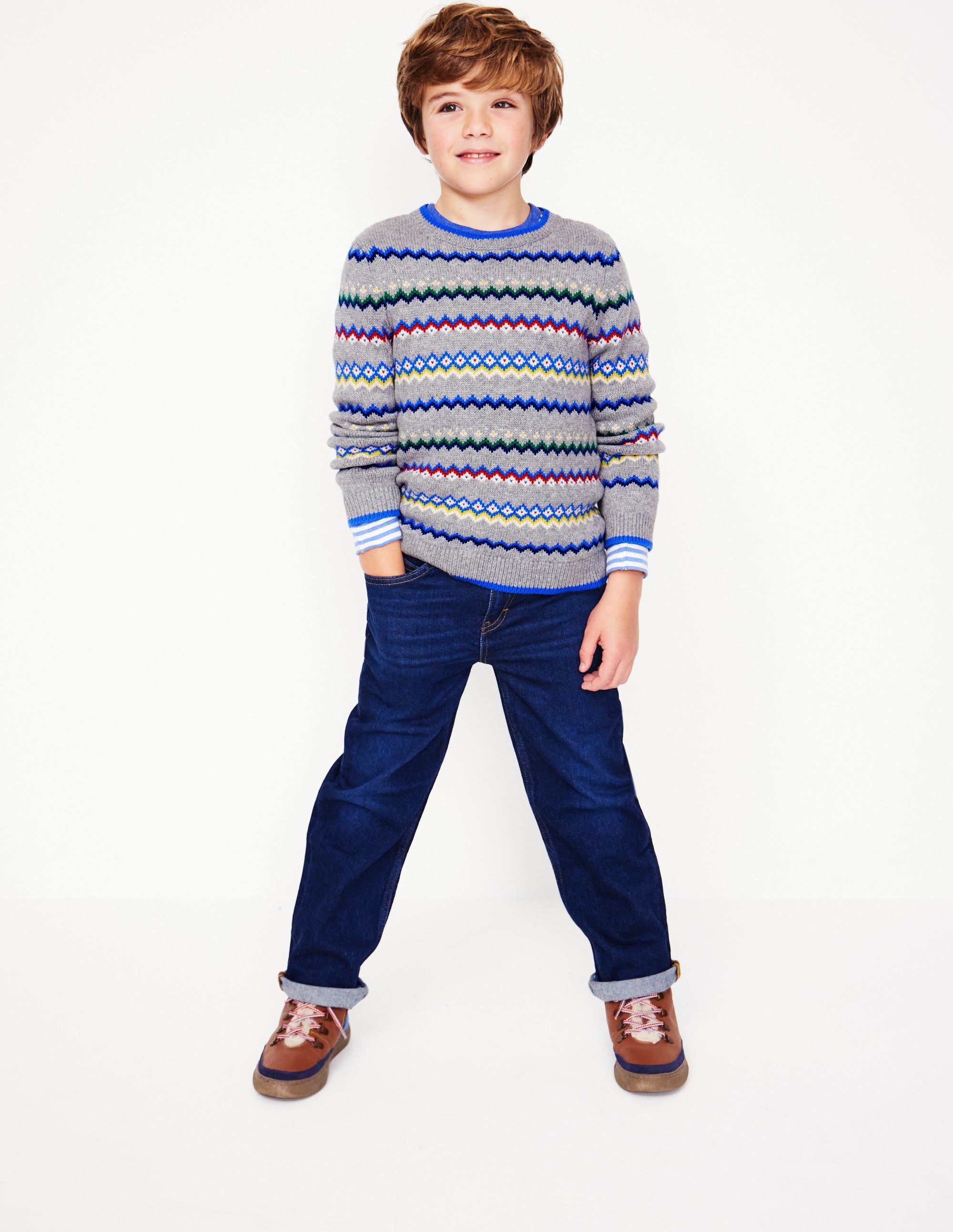 Fair Isle Sweater-Grey Marl - Image 1