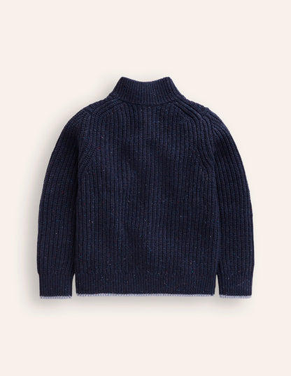 Heritage Half-Zip Sweater-Navy Neps