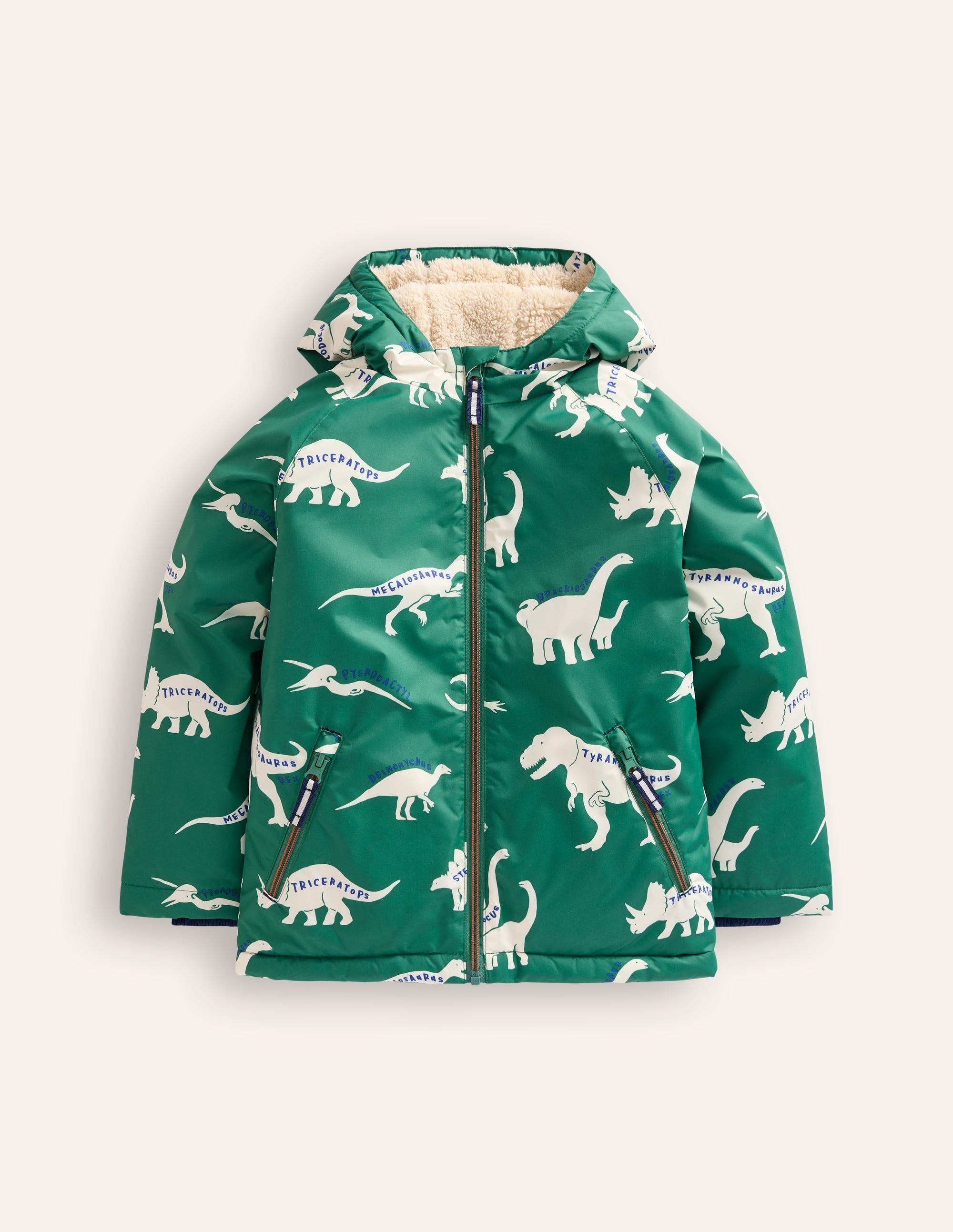 Sherpa Lined Parka-Spruce Green Dino - Image 1