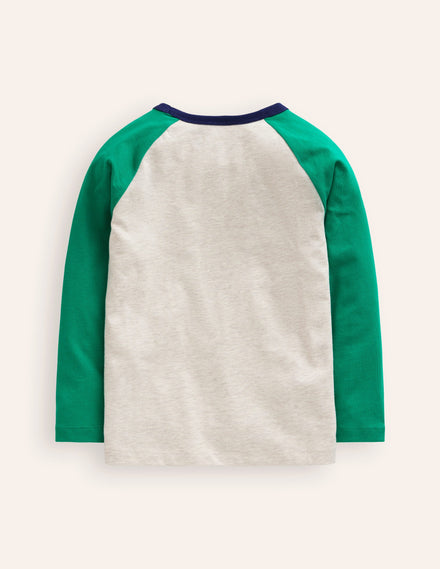 Printed Logo Raglan T-Shirt-Jewel Green Trains