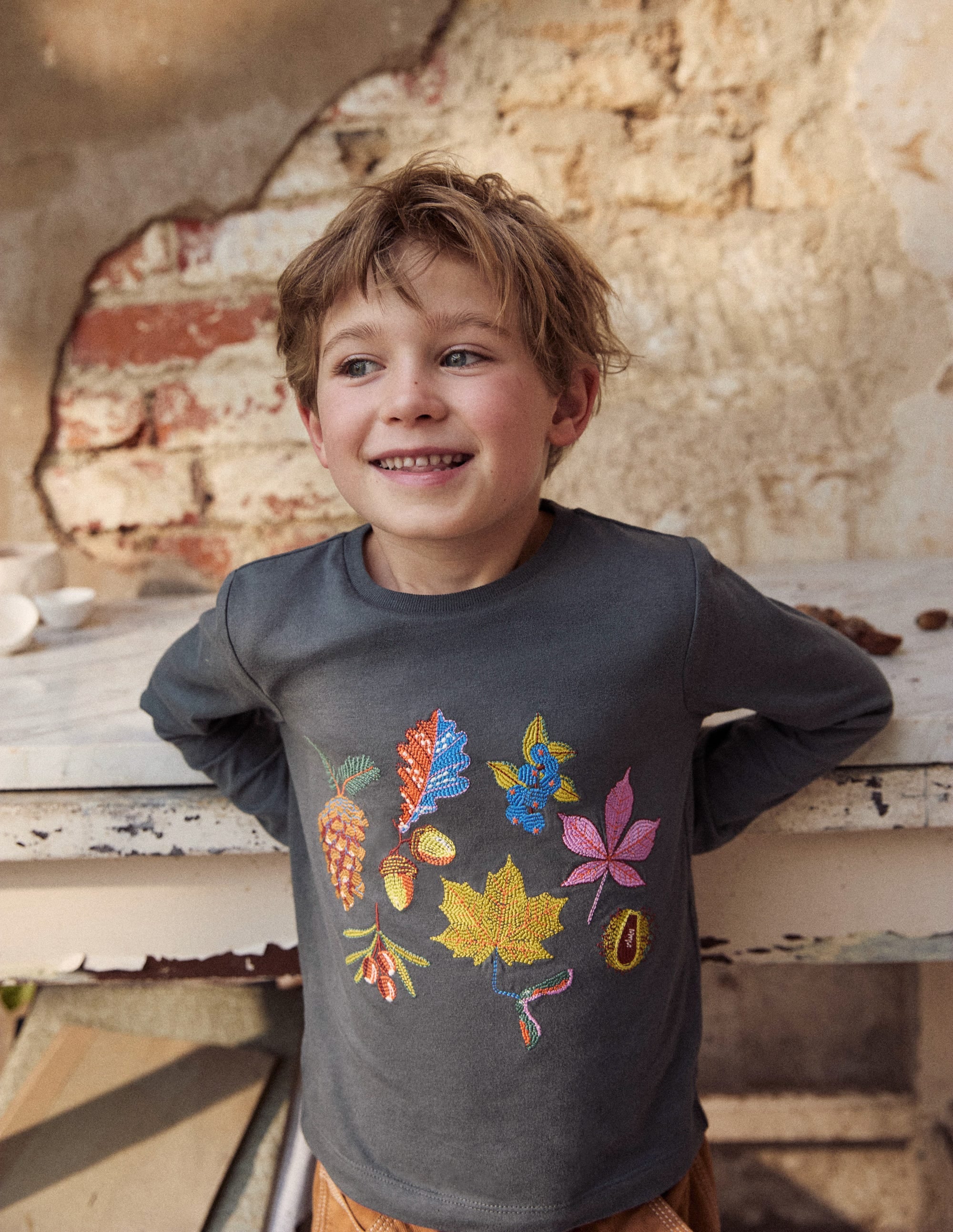 Fun Superstitch Grid T-shirt-Smoke Autumn Leaves - Image 4