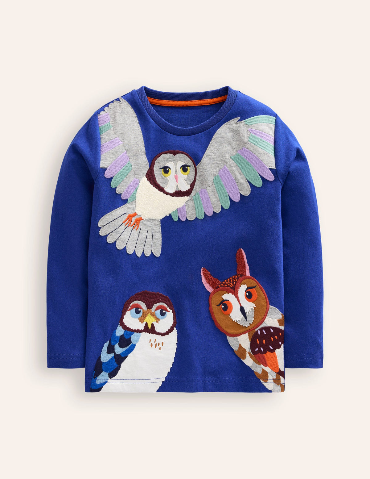 Owl Applique T-Shirt-Sapphire Blue Owls-1