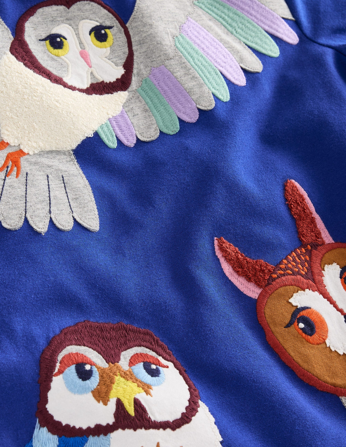Owl Applique T-Shirt-Sapphire Blue Owls-3