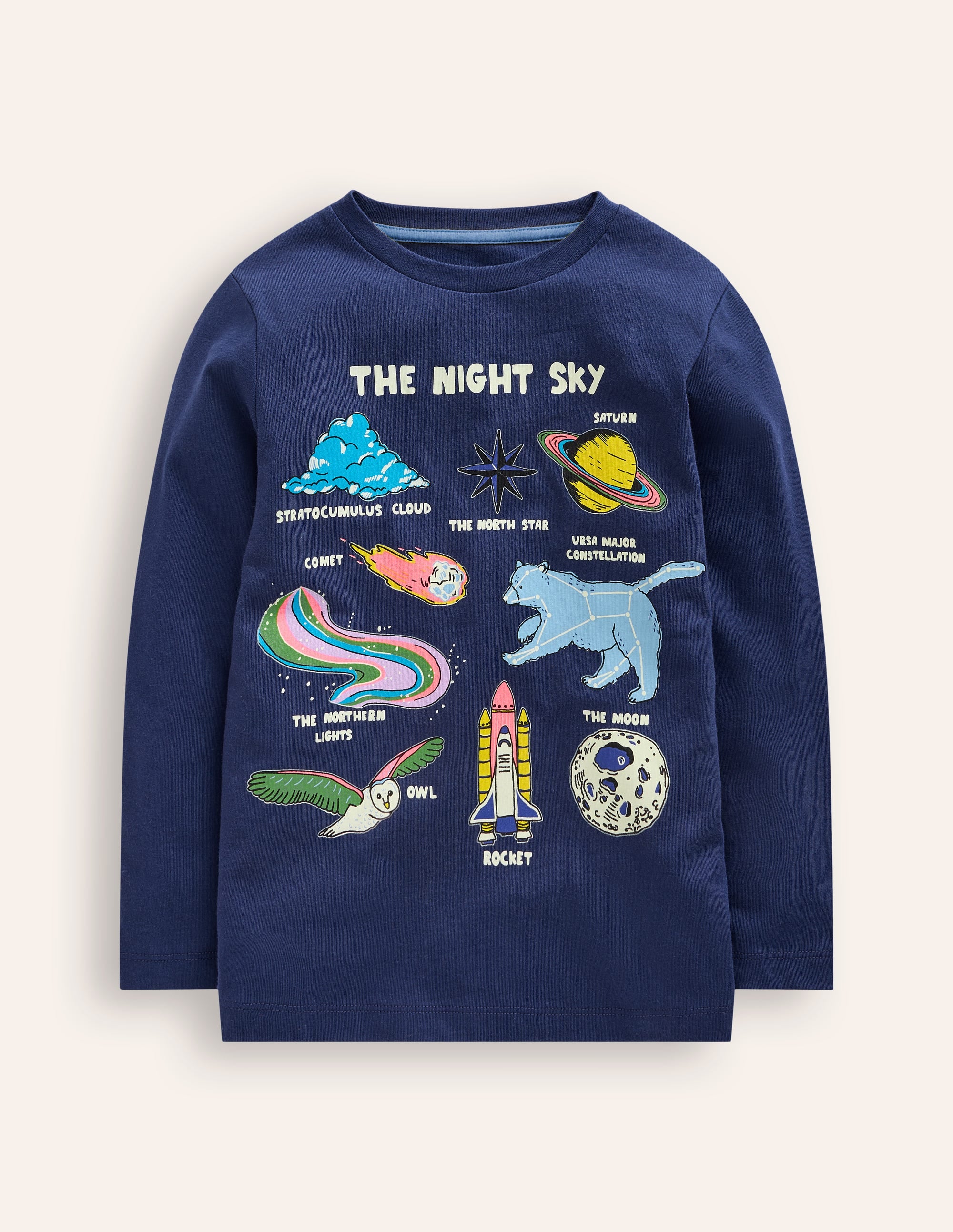 Glow-In-The-Dark T-Shirt-College Navy Night Sky - Image 1