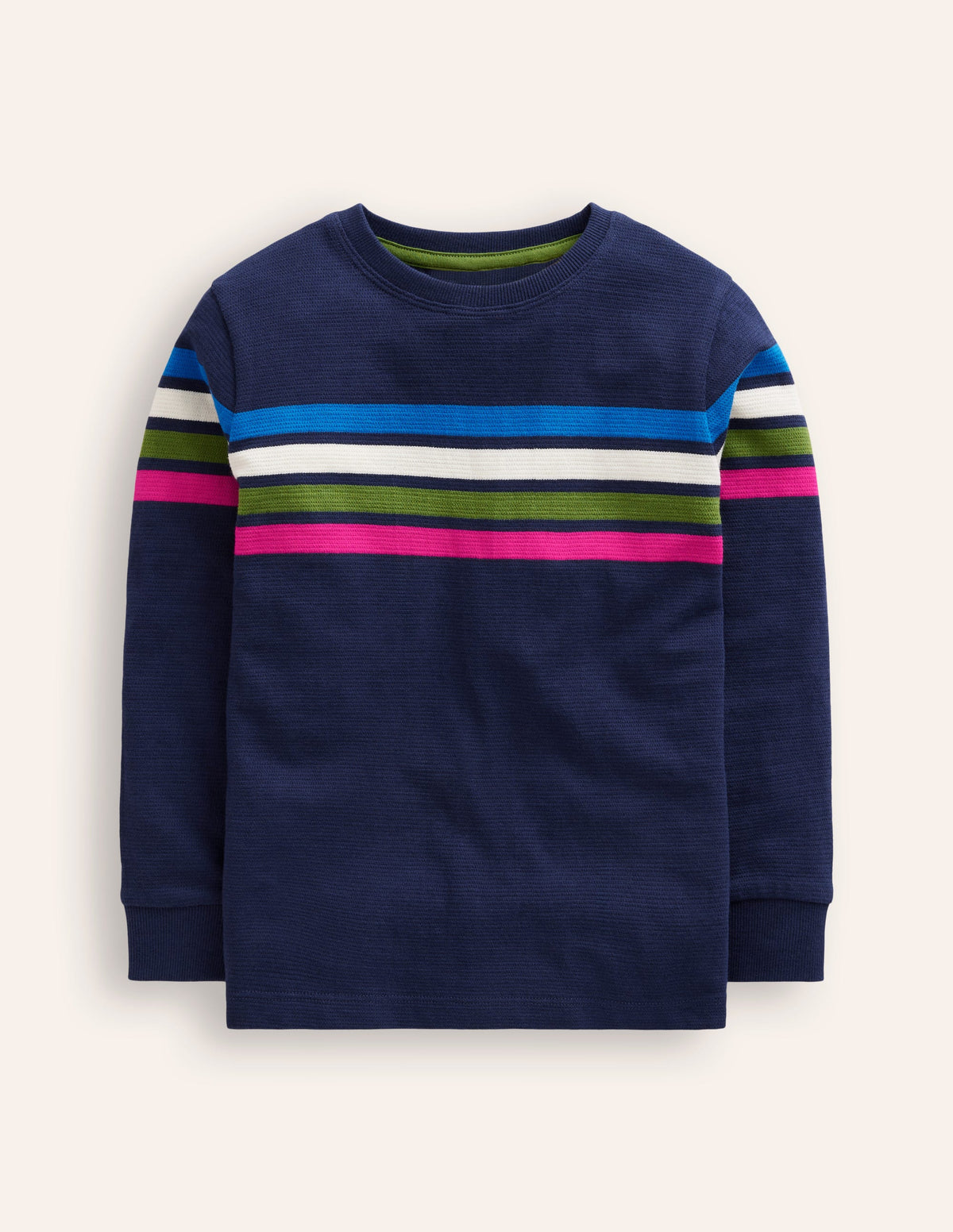 Textured T-Shirt-College Navy Chest Stripe - Image 1