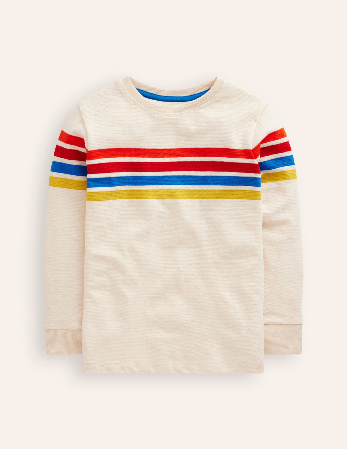Textured T-Shirt-Oatmeal Marl Chest Stripe - Image 1