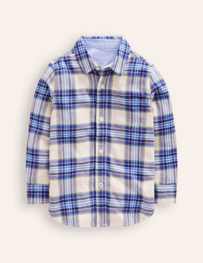 Cosy Cotton Check Shirt-Light Blue Check