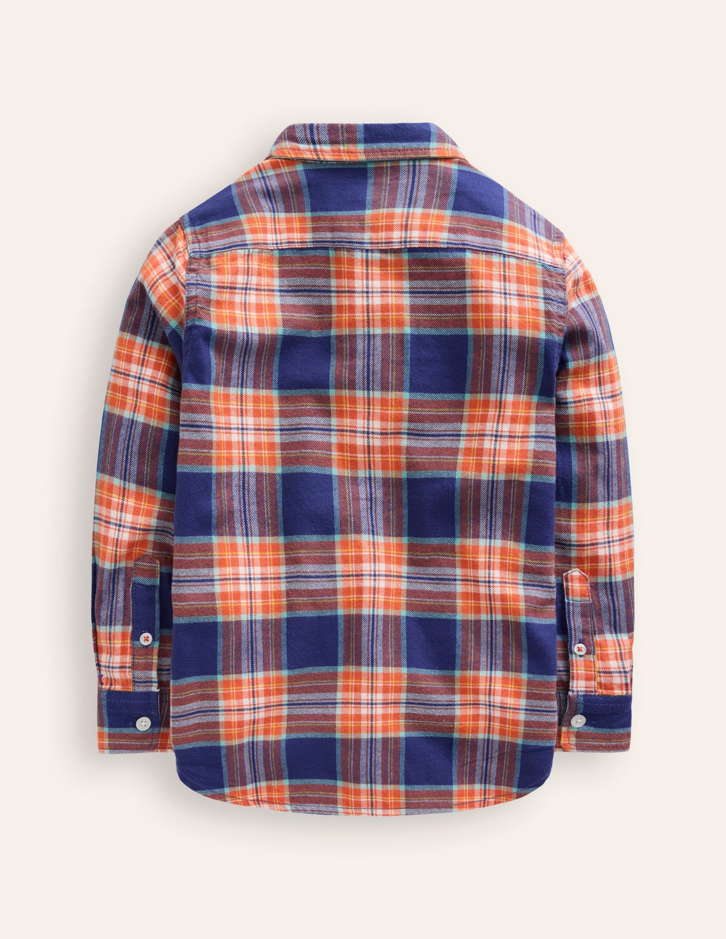 Cosy Cotton Check Shirt-Starboard/Terracotta Orange