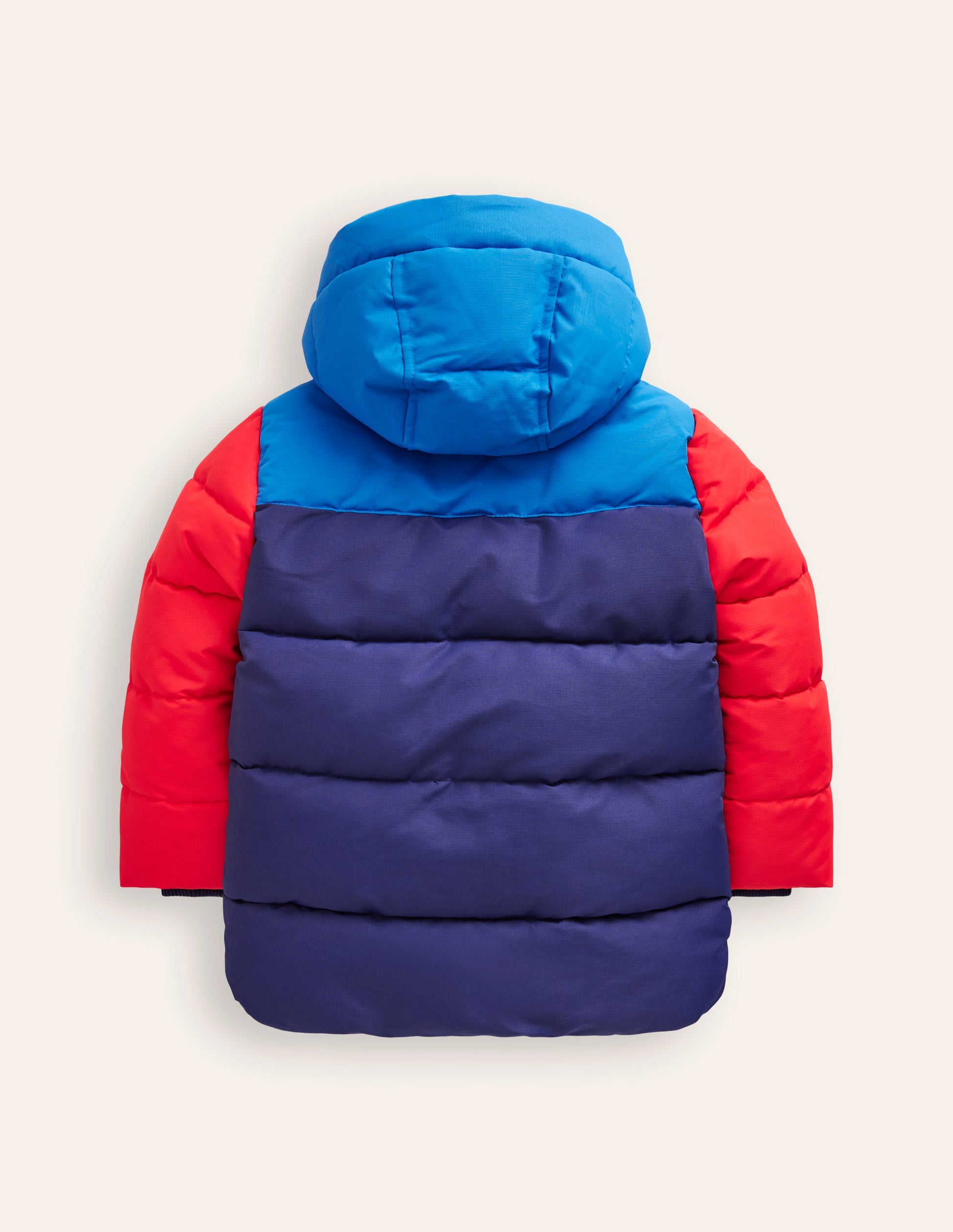 Fleece Lined Puffer Coat-College Navy Colourblock-2