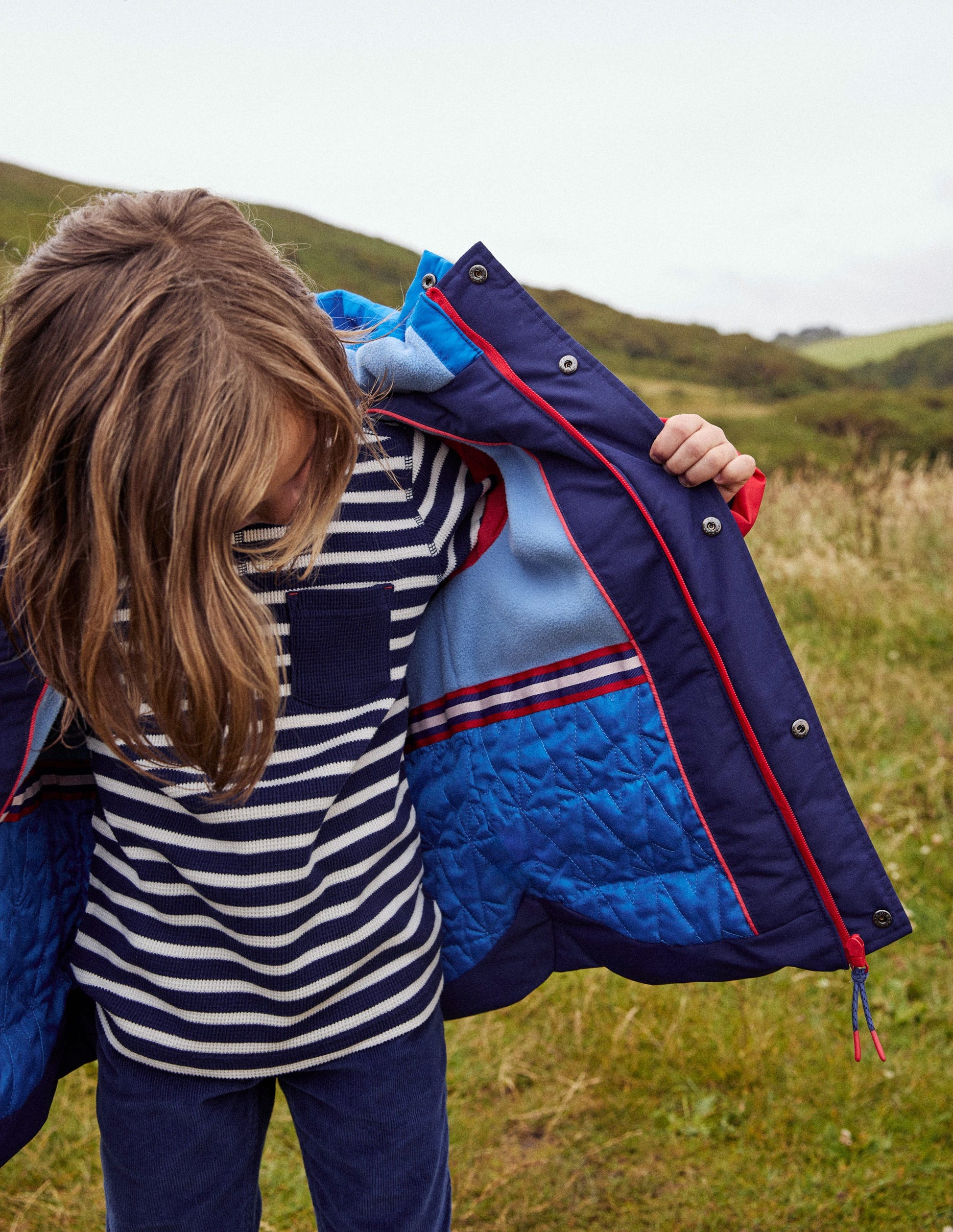 Fleece Lined Puffer Coat-College Navy Colourblock-7