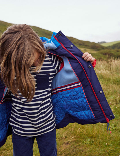 Fleece Lined Puffer Coat-College Navy Colourblock-7