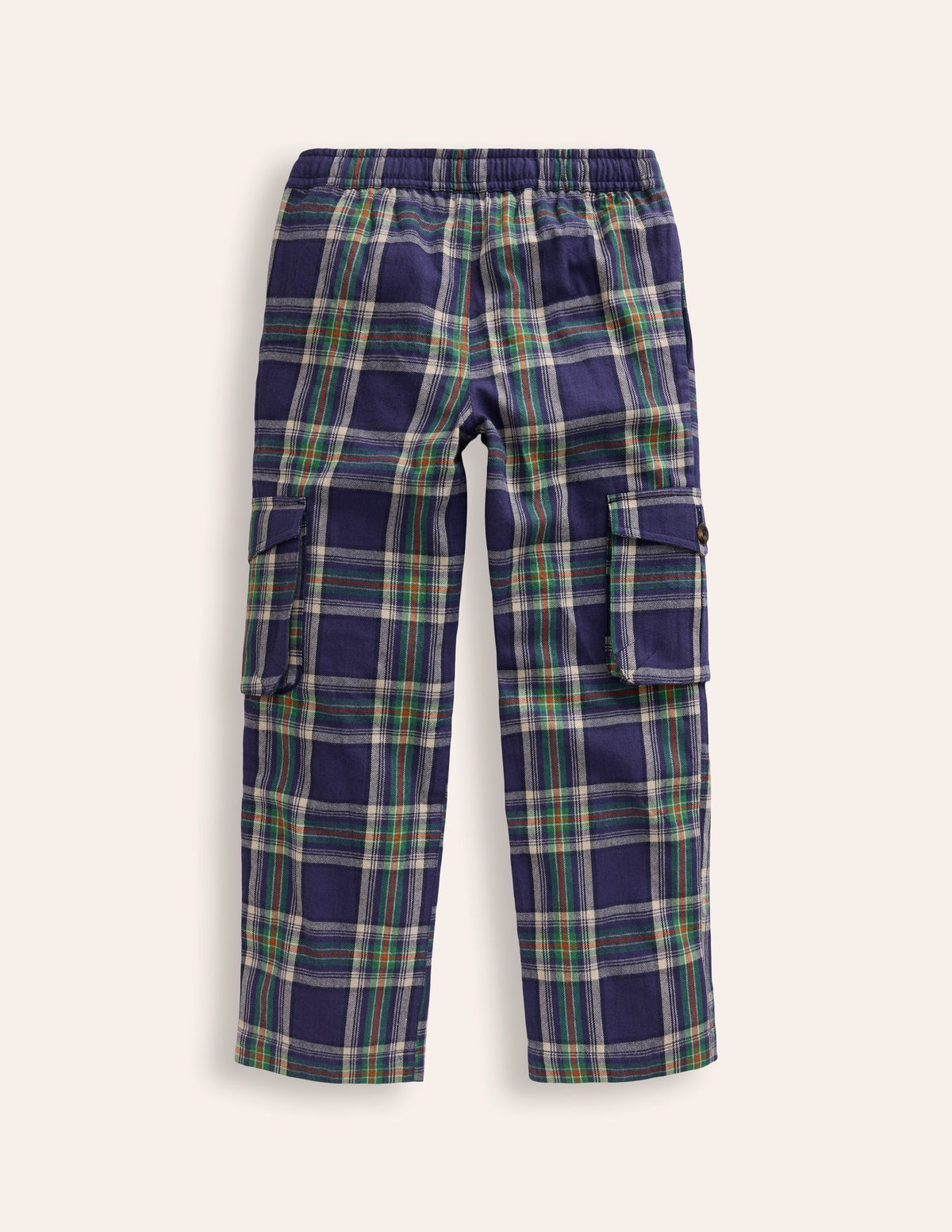 Cosy Lined Cargo Pants-Navy / Green Check - Image 2