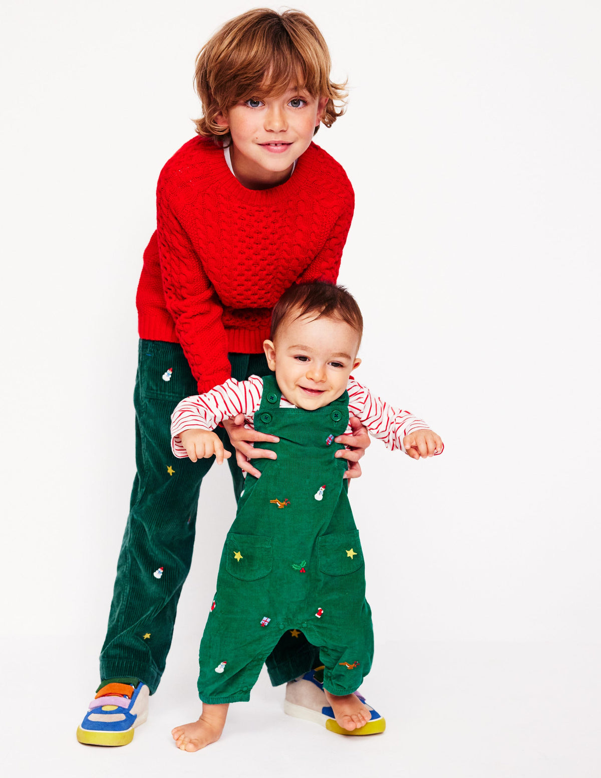 Pull-On Cord Pants-Festive Embroidery - Image 4