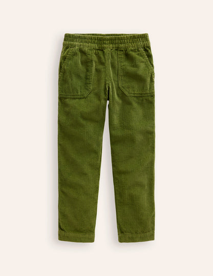 Chunky Cord Pull On Pants-Leaf Green