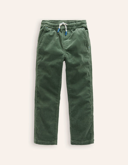 Slim Pull On Pants-Bottle Green Cord