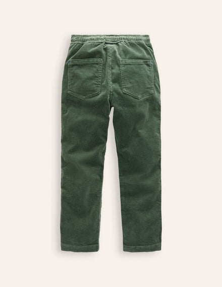 Slim Pull On Pants-Bottle Green Cord