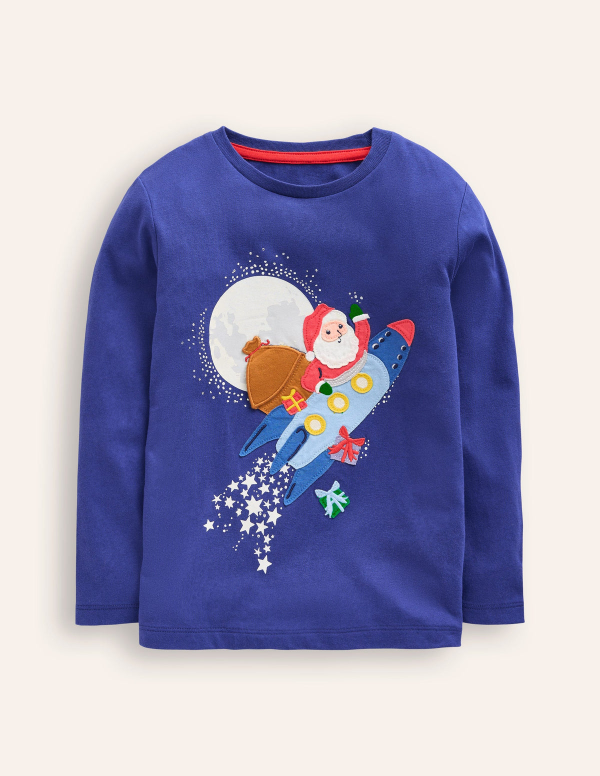 Lift-The-Flap T-shirt-Starboard Blue Rocket Santa - Image 1