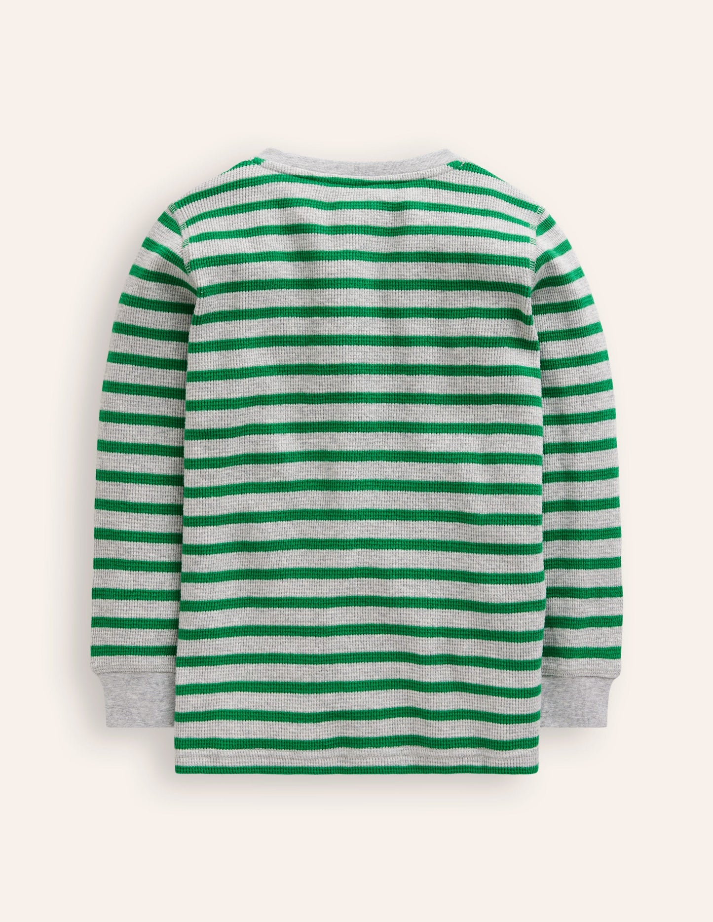 Cosy Waffle Henley T-Shirt-Highland Green and Grey Marl